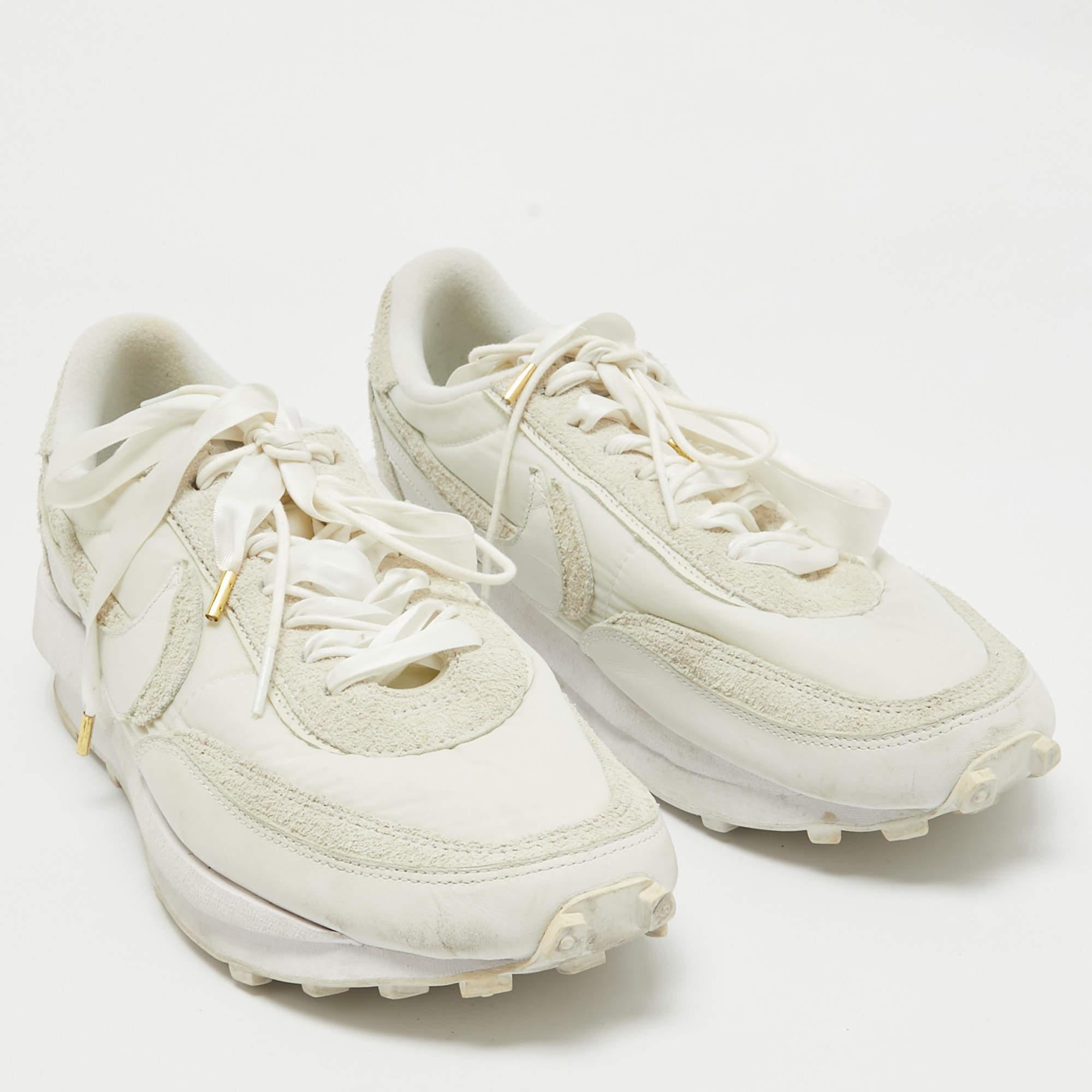 Nike x Sacai White/Grey Suede and Nylon LD Waffle Sneakers Size 46 In Good Condition In Dubai, Al Qouz 2