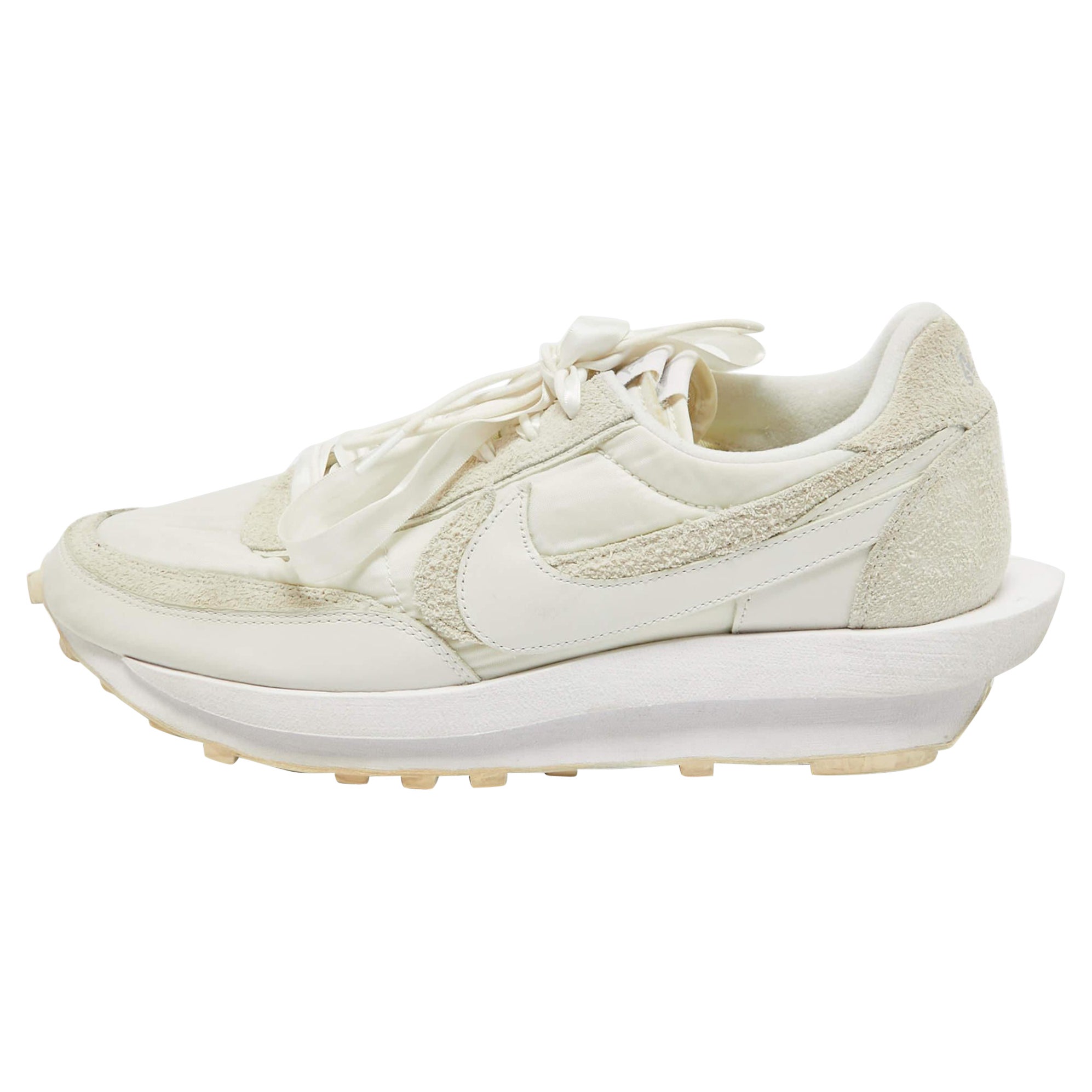 Nike x Sacai White/Grey Suede and Nylon LD Waffle Sneakers Size 46