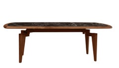 Nikea Table, Geometric Legs with Marble Insert Dining Table