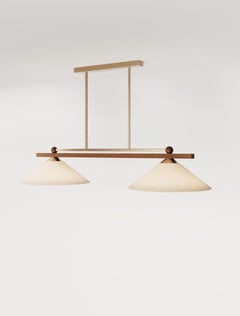 Plafonnier Nikho I en Wood, Brass et Fabric par Studio Marine Breynaert