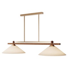 Plafonnier Nikho I en Wood, Brass et Fabric par Studio Marine Breynaert