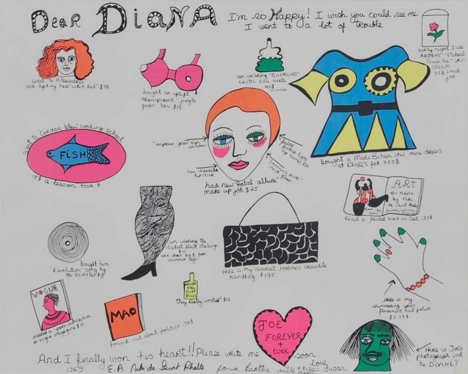 Niki de Saint Phalle Abstract Print - Dear Diana I'm so happy 