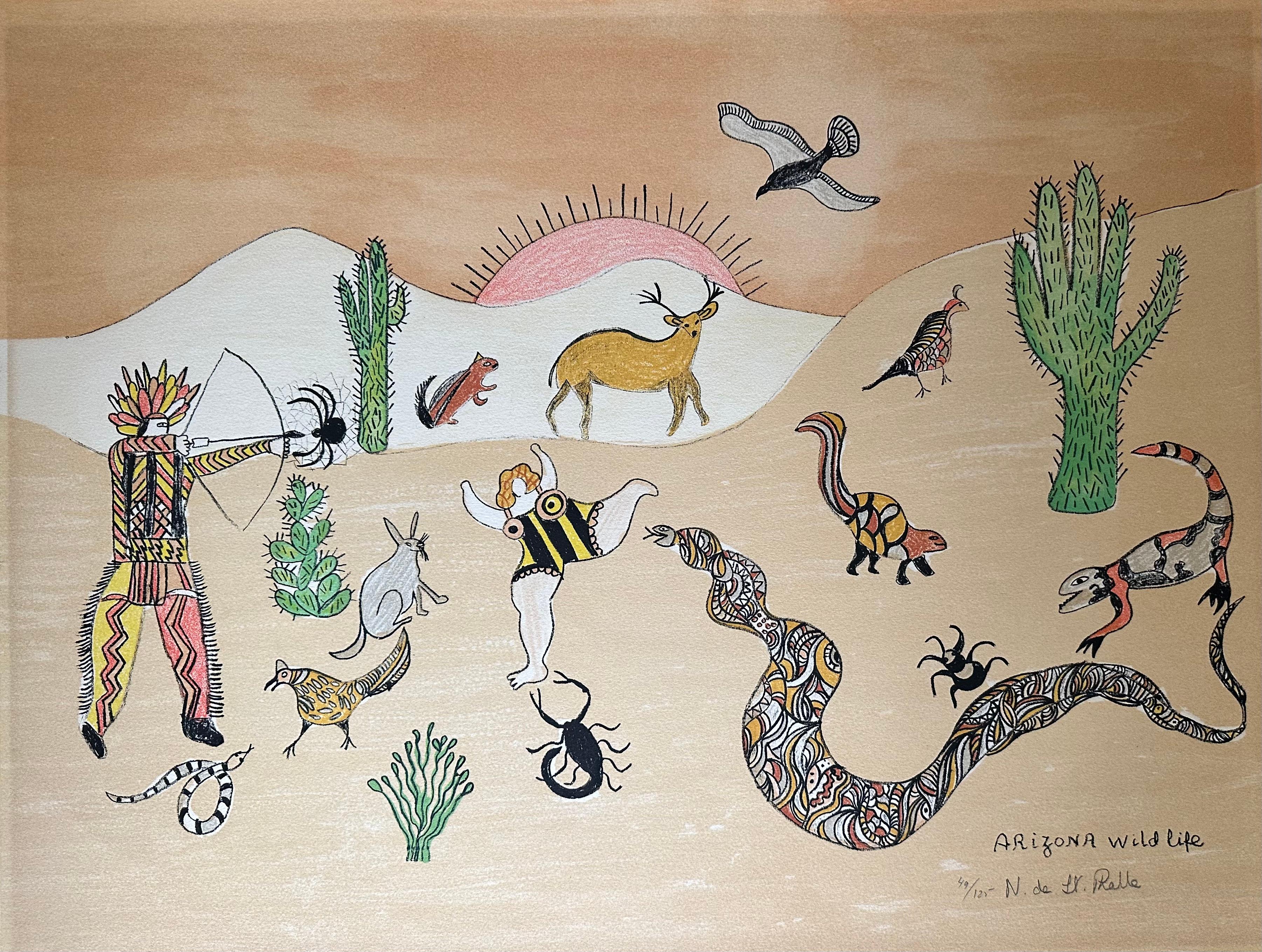 Dreaming Under a Cactus Tree and Arizona Wildlife  (Set of 2) - Print by Niki de Saint Phalle