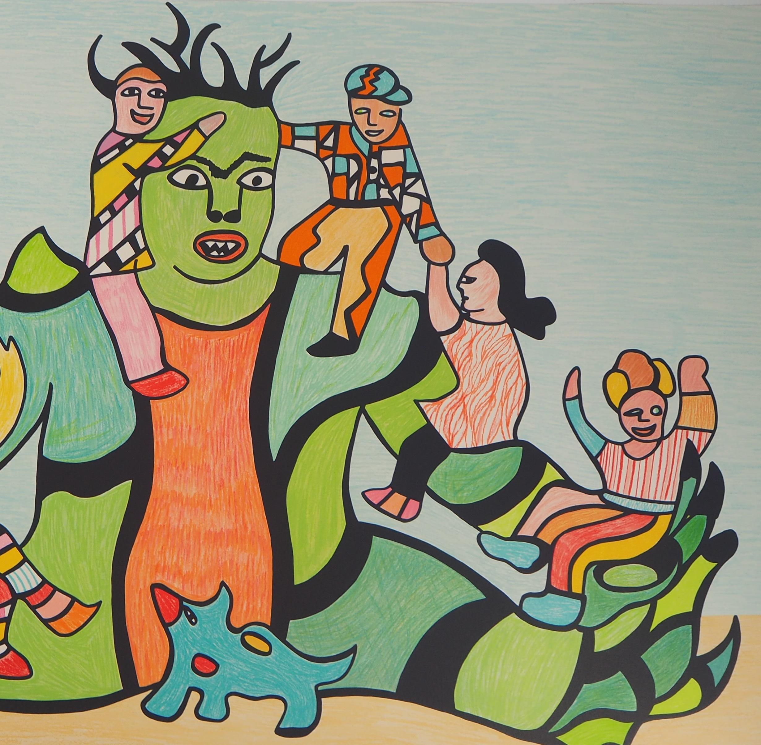 Niki de Saint Phalle
Funfair : Green Man, Happy Children and Dog, 1995

Original lithograph
Handsigned in pencil
Numbered / 250
On Arches vellum 65 x 105 cm (c. 26 x 42 in)

Excellent condition