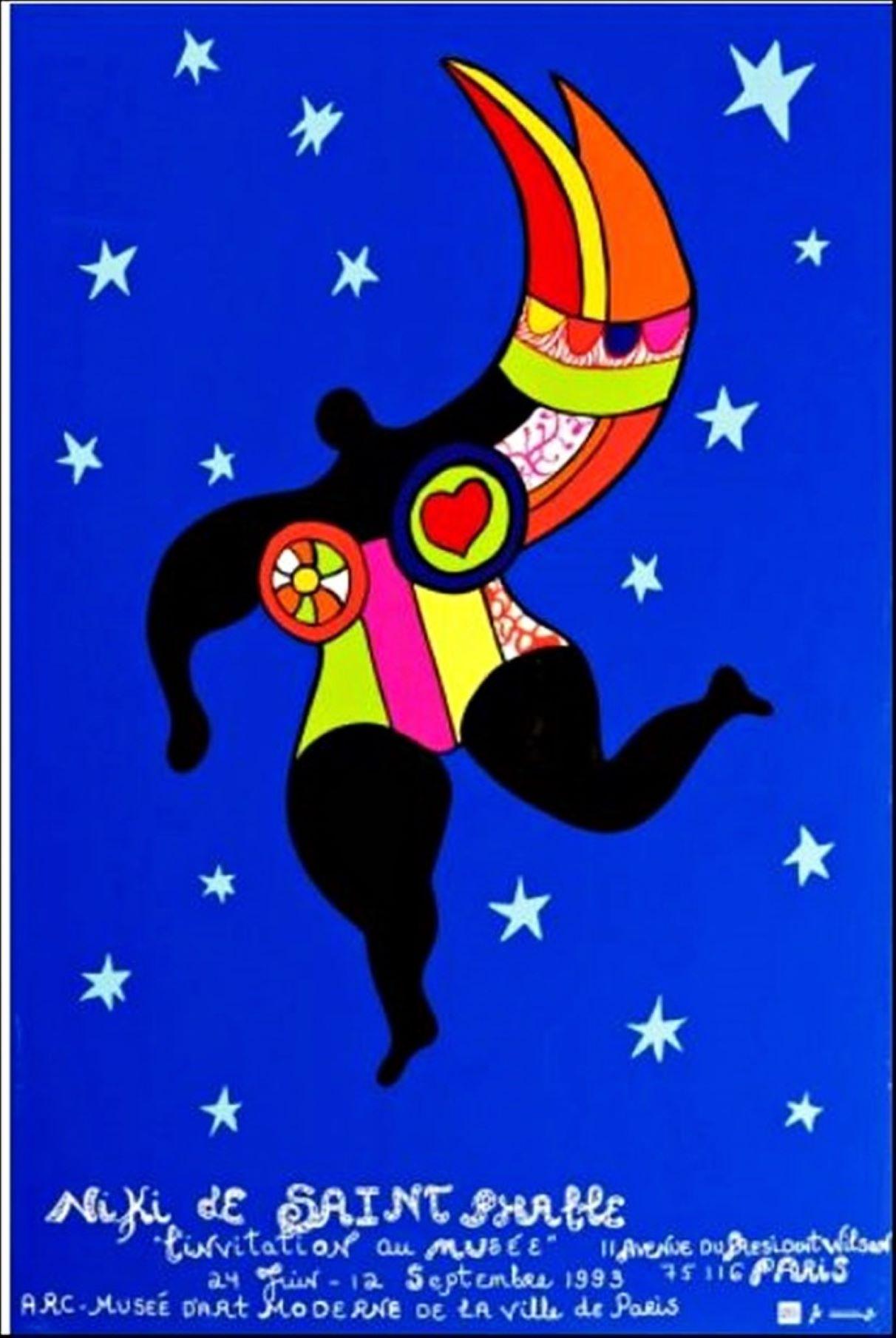 Niki de Saint Phalle Figurative Print – Invitation au Musee, Original-Museumplakat