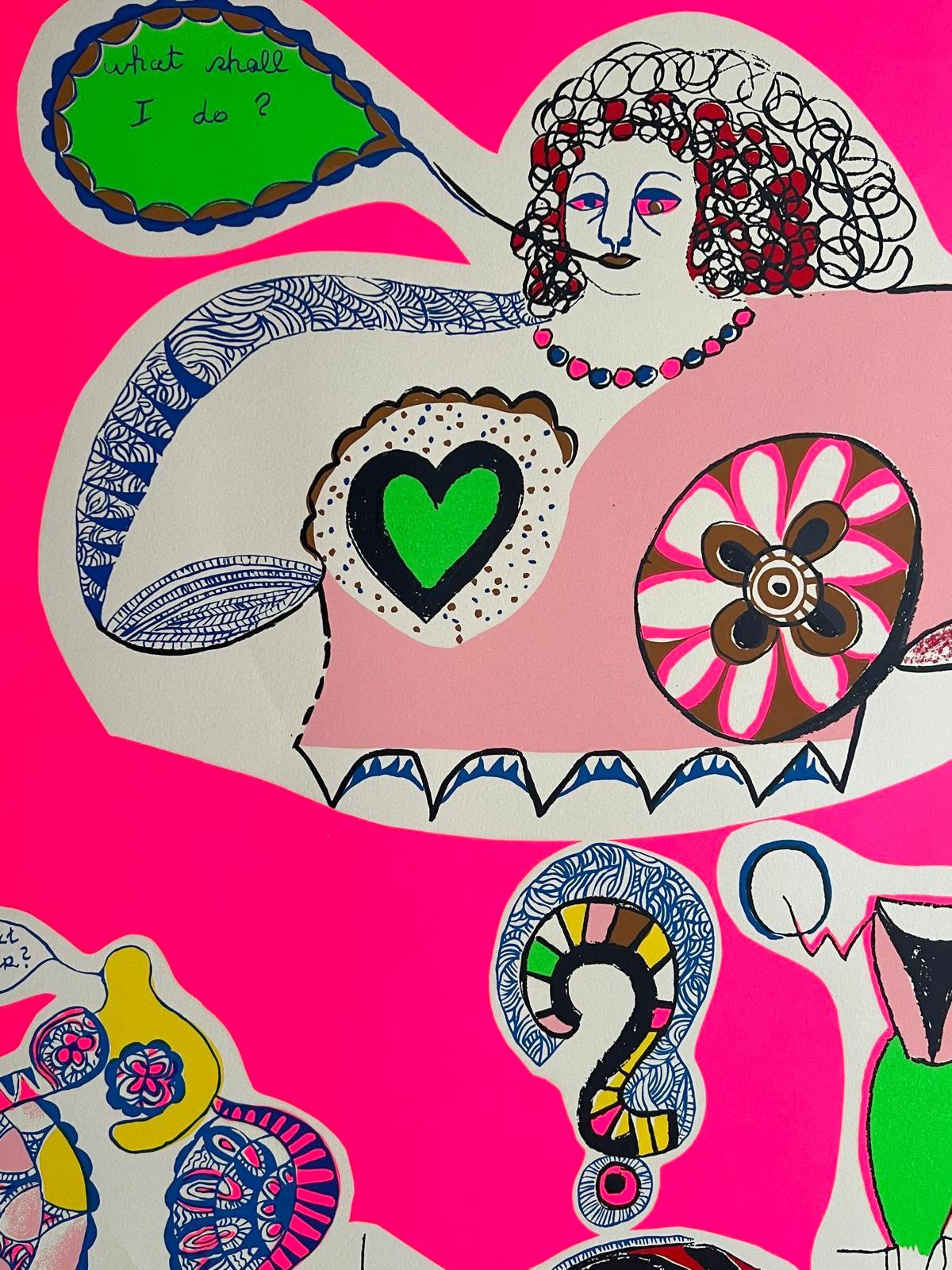 Nana Power (Planche xVIi) : What shall I do ? - Red Abstract Print by Niki de Saint Phalle