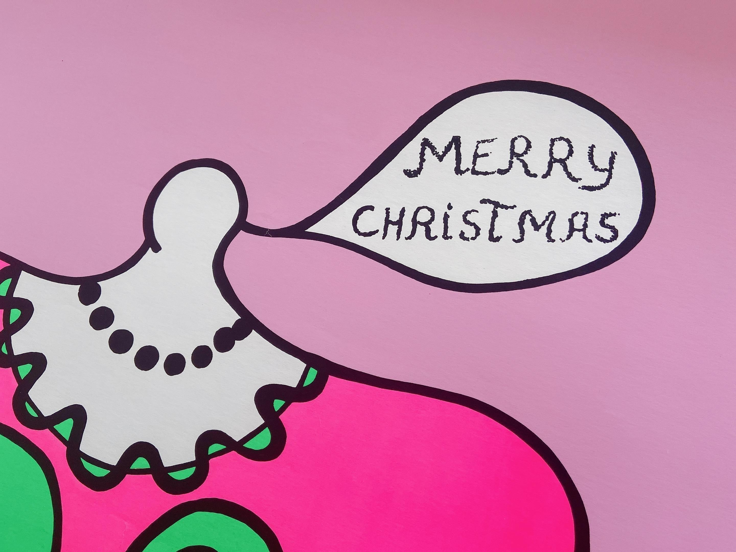 Kunstverein Düsseldorf:: Vintage-Poster:: „Merry Christmas“:: Ausstellungsplakat (Pink), Portrait Print, von Niki de Saint Phalle
