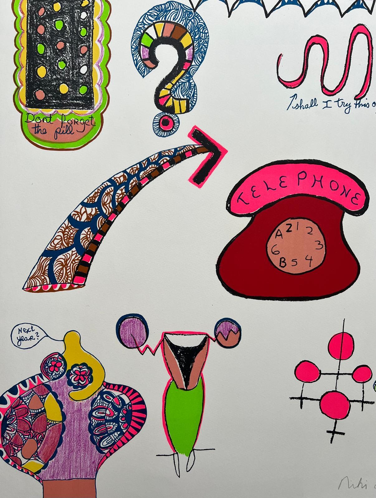 Pills - Gray Abstract Print by Niki de Saint Phalle