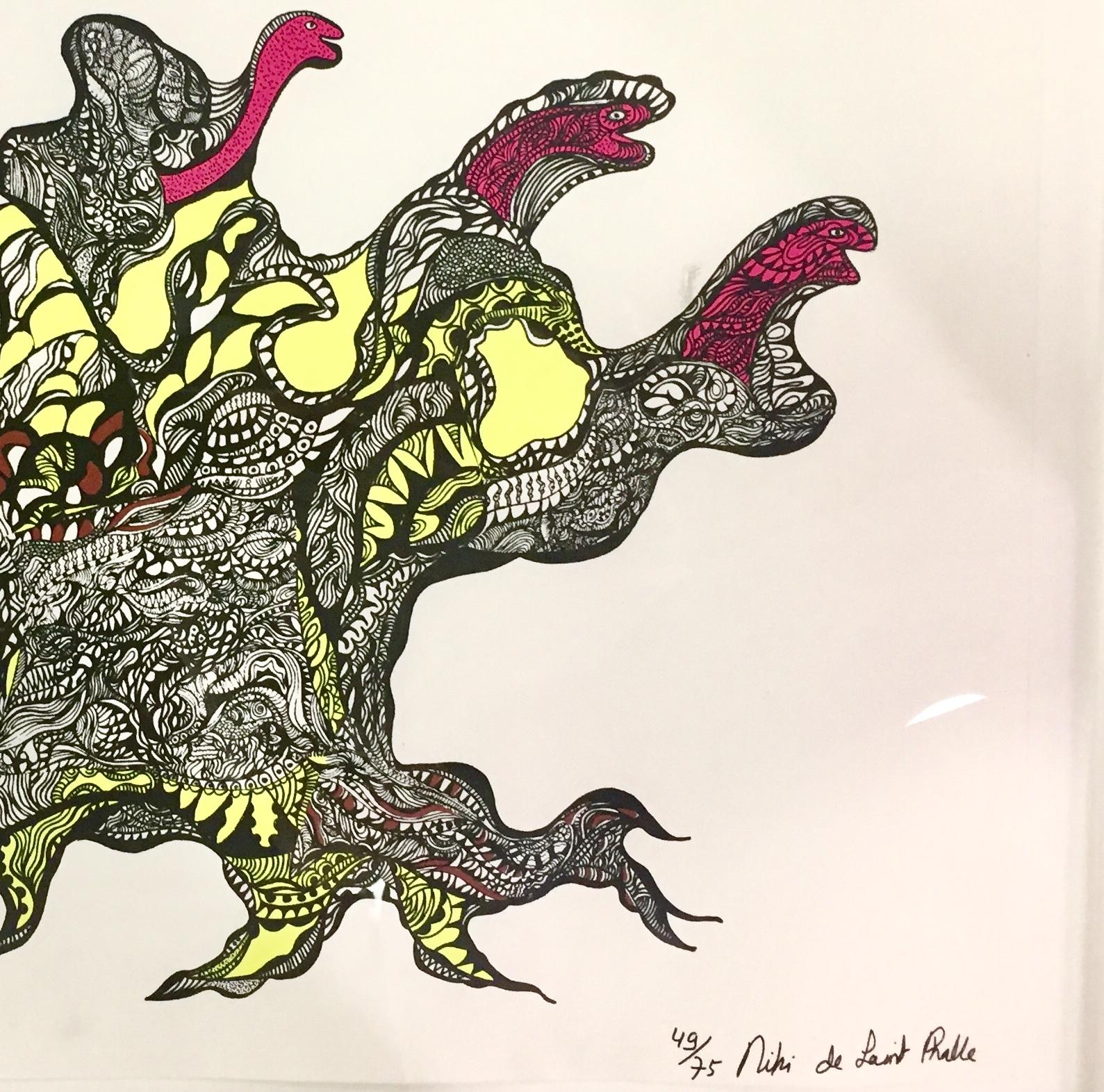 Ohne Titel (SCREENPRINT, SIGNIERT, FRAU UNTER EINEM BAUM MIT SCHLANGENKOPF) (Nachkriegszeit), Print, von Niki de Saint Phalle