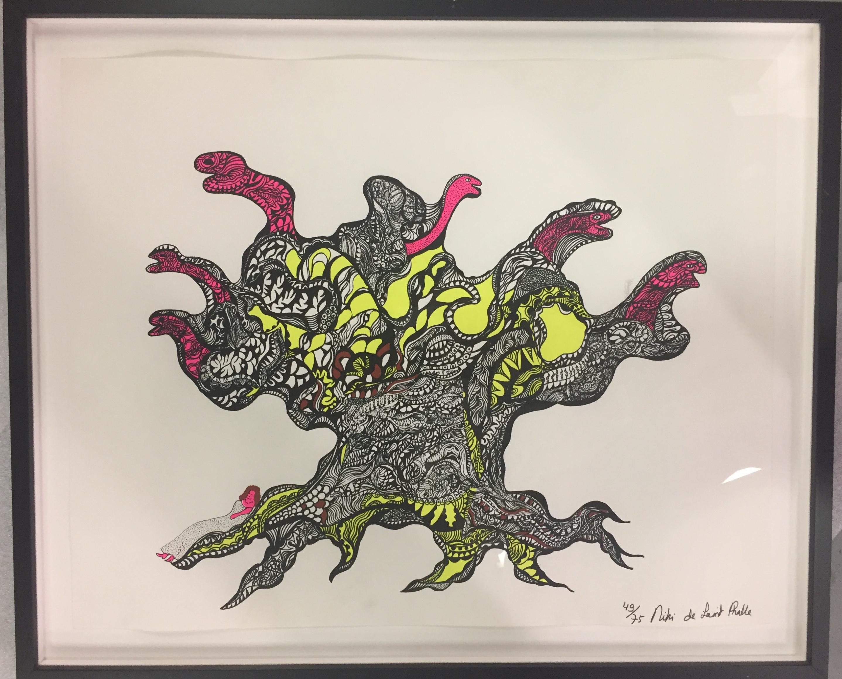 Ohne Titel (SCREENPRINT, SIGNIERT, FRAU UNTER EINEM BAUM MIT SCHLANGENKOPF) im Angebot 3