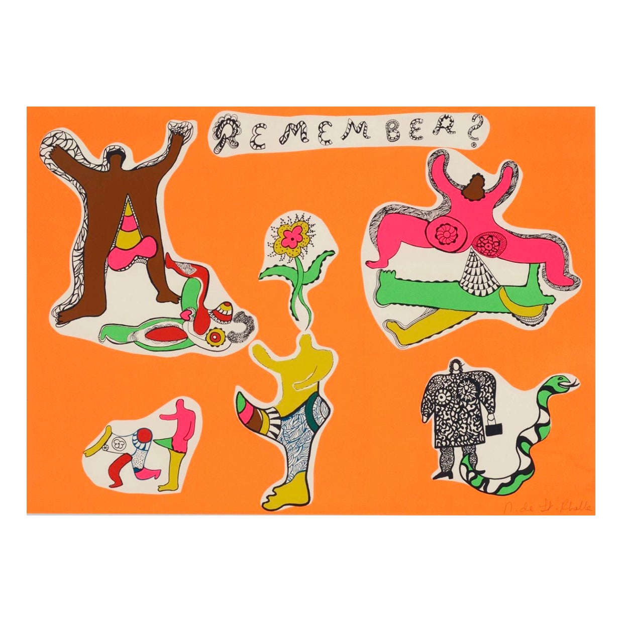 Niki de Saint Phalle Erinnern Sie sich? Siebdruck in Farben im Angebot
