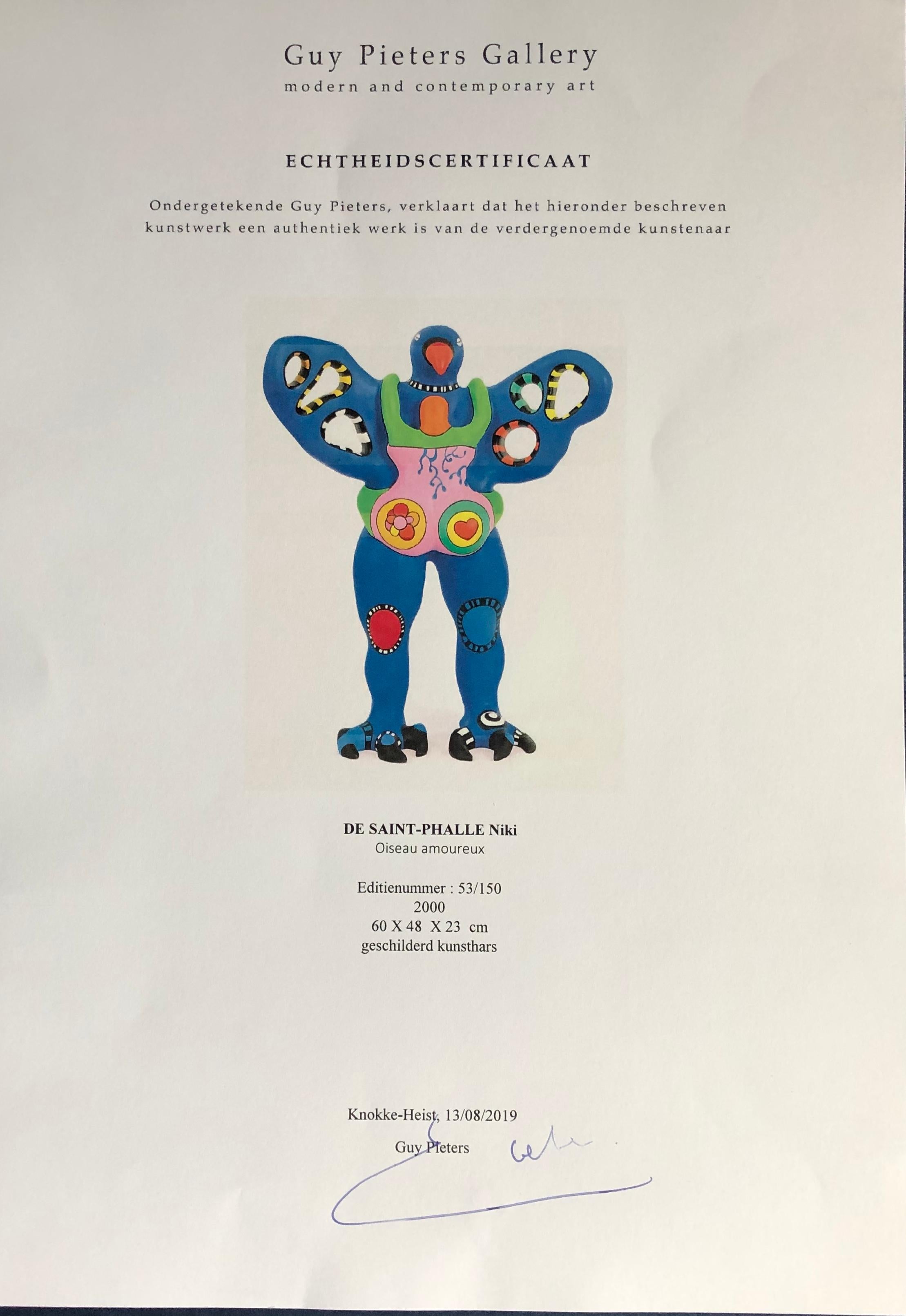 Niki de Saint Phalle (born Catherine-Marie-Agnès Fal de Saint Phalle, 29 October 1930 – 21 May 2002) was a French-American sculptor, painter, and filmmaker. Widely noted as one of the few female monumental sculptors, de Saint Phalle was also known