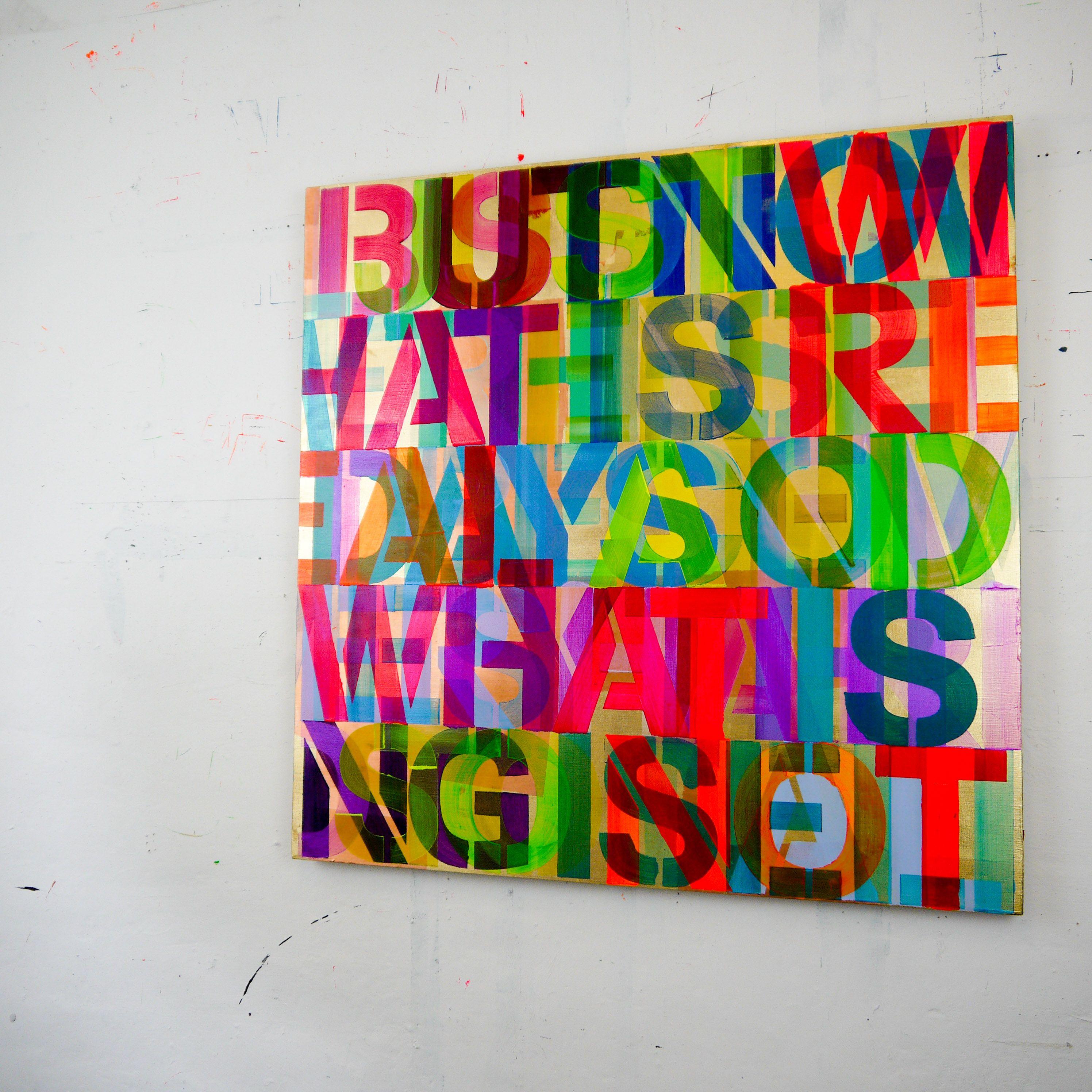 And What Is So Not, Painting, Acrylic on Wood Panel - Brown Abstract Painting by Niki Hare