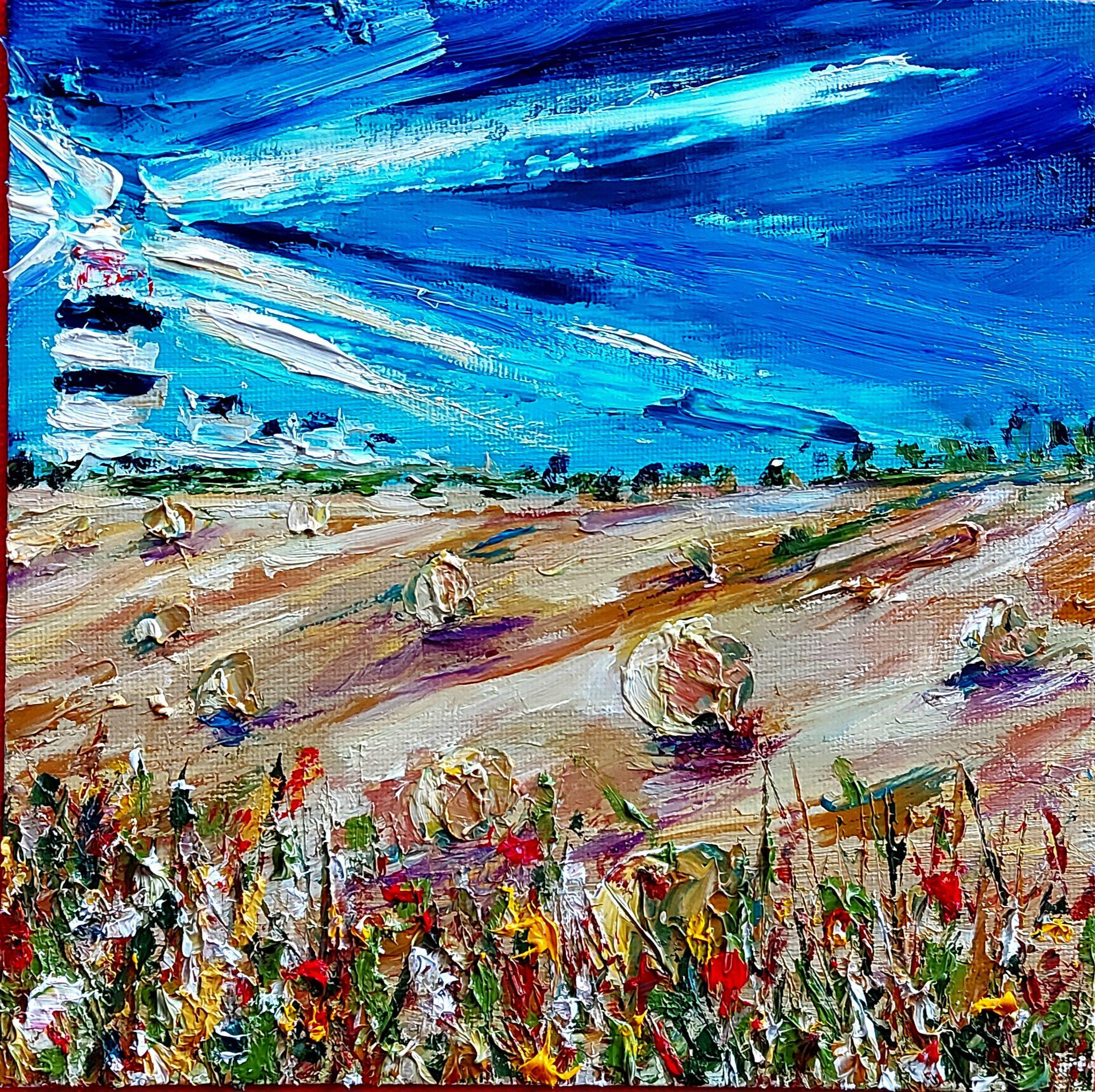 Herbst im Hook Head Lighthouse, Wexford, Gemälde, Öl auf Anderem, Gemälde – Painting von Niki Purcell - Irish Landscapes