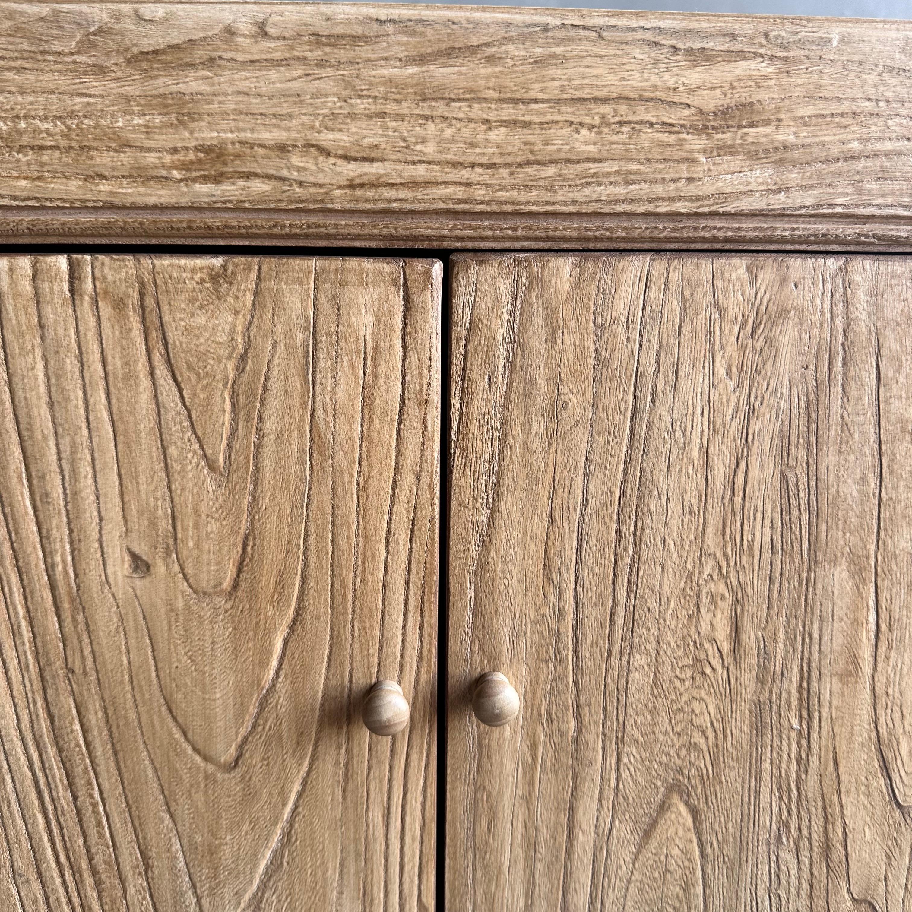 Organic Modern Niki Solid Reclaimed Elm Wood Nightstand in Natural Finish For Sale