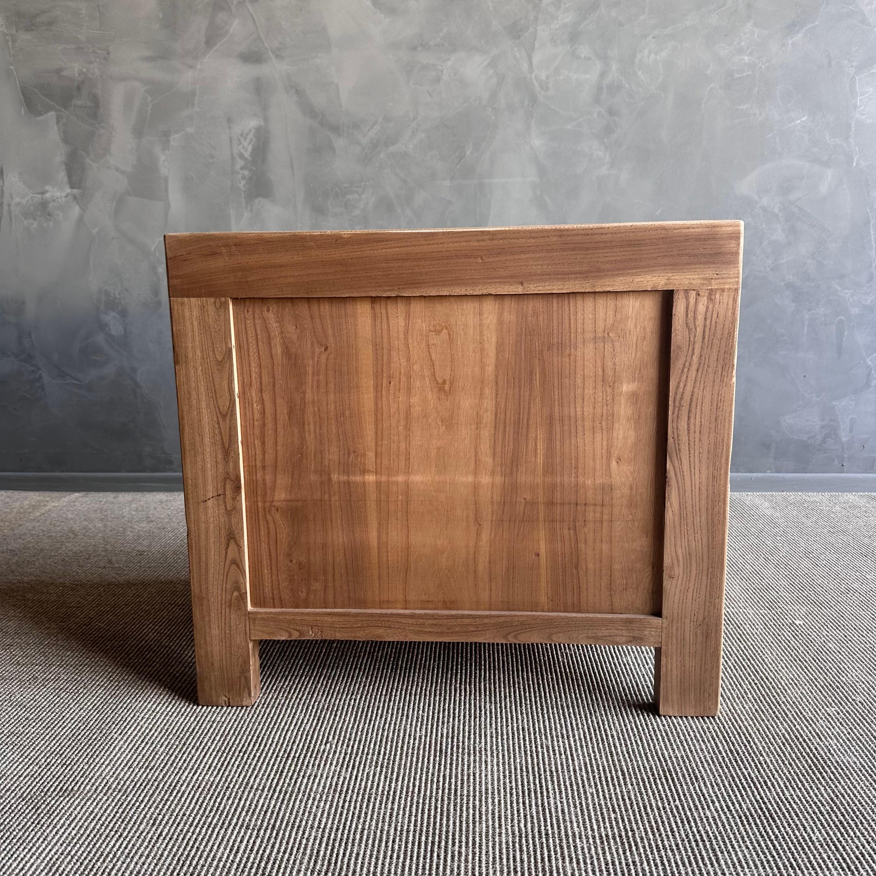 Niki Solid Reclaimed Elm Wood Nightstand in Natural Finish For Sale 3