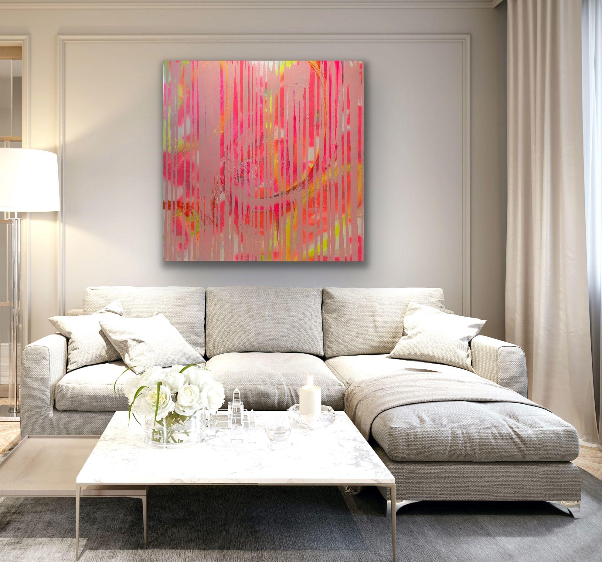 Il sole splende sempre sulla TV, Pittura, Acrilico su tela - Painting di Niki Stearman