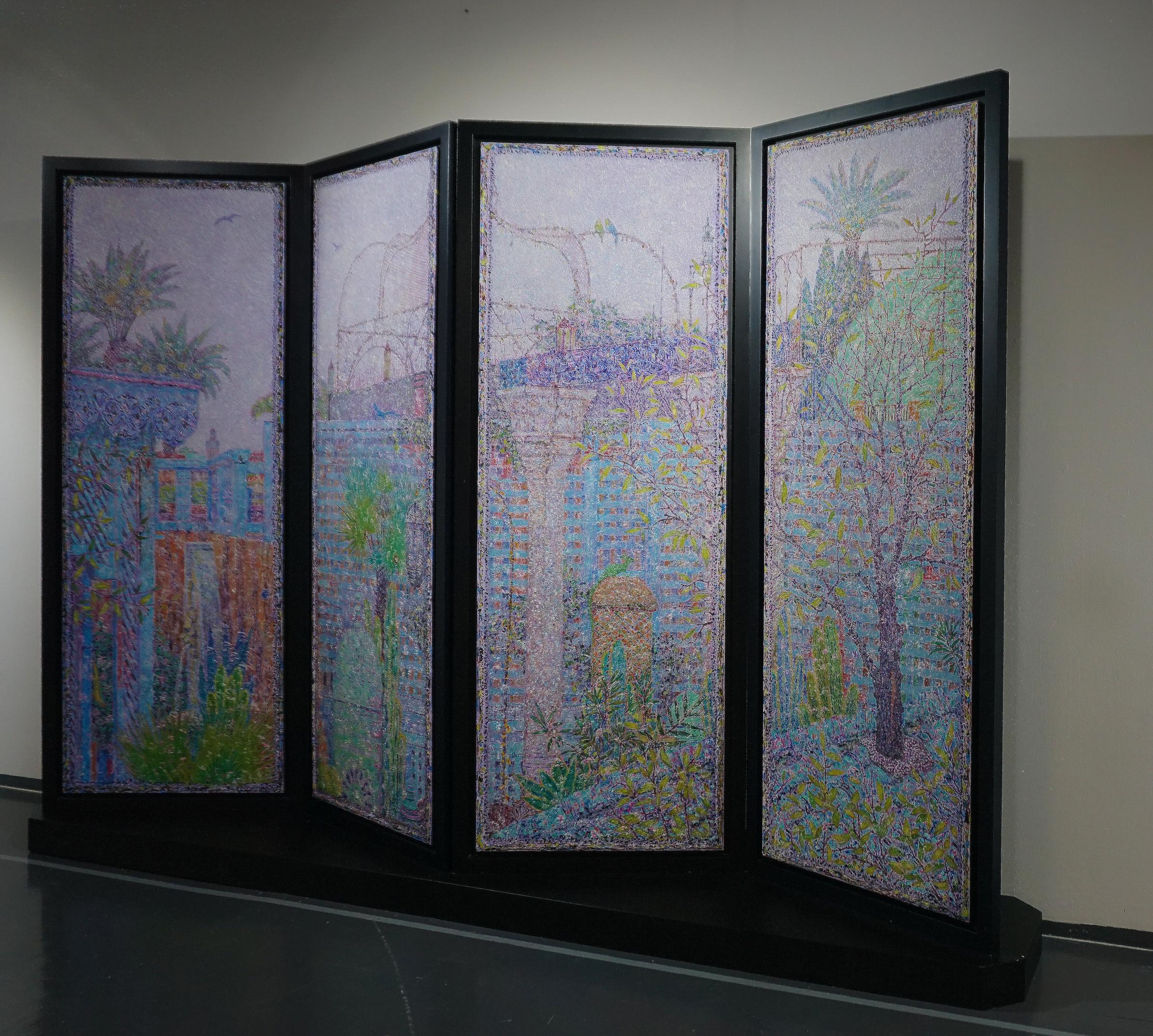 « The Secret Garden » (Le jardin secret) - Peinture polyptyque 180 cm x 120 cm par Nikita Makarov en vente 2