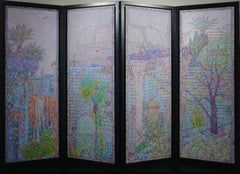 "The Secret Garden" Painting Polyptych 71" x 120" in by Nikita Makarov