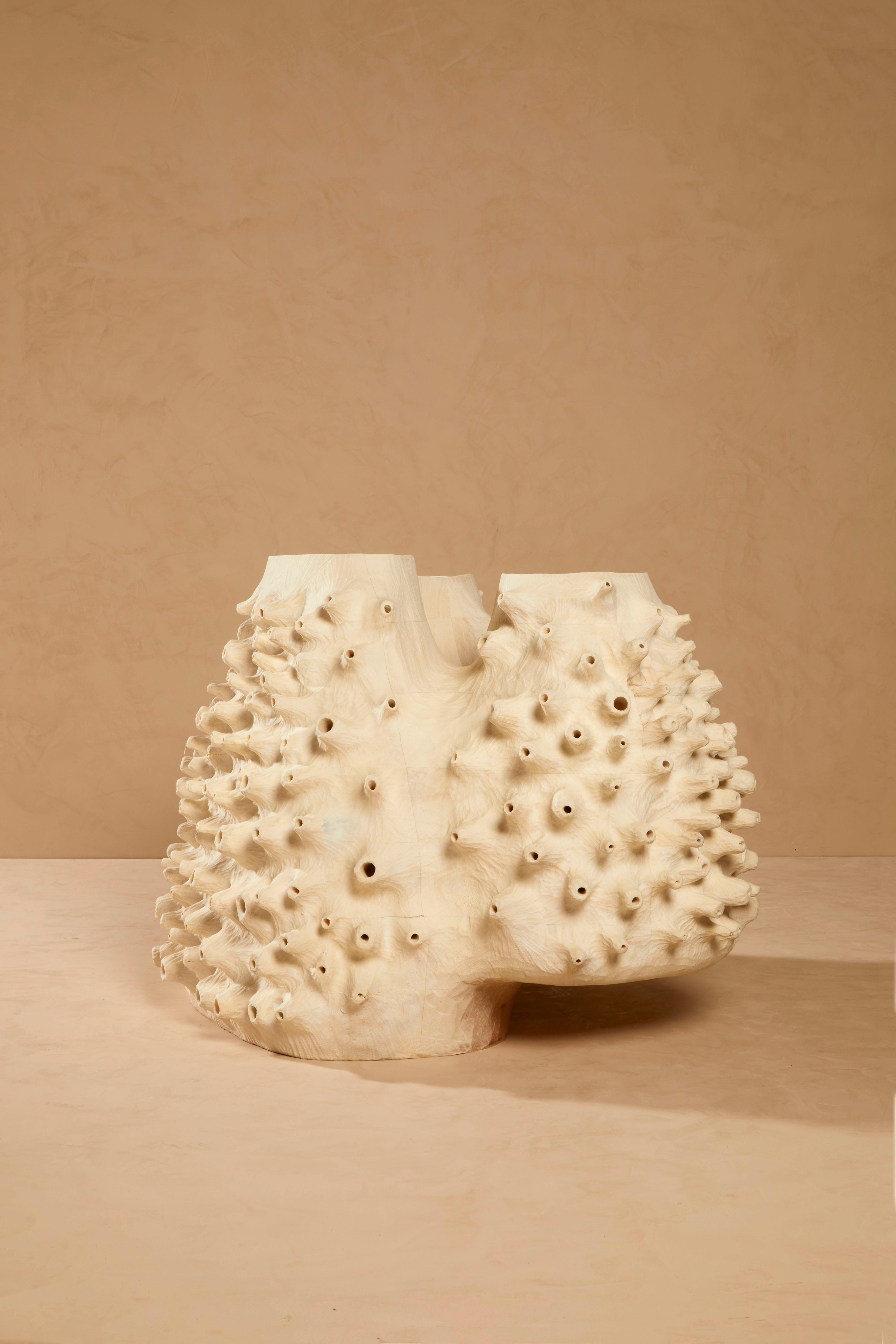 Nikitaki vase by Atelier Carlès Demarquet
Dimensions: 70 x 50 x 45 cm
Materials: Solid maple and waxed finish.


It is like a vestige in the creeks. Like a mystery without surprise, an undatable artefact, past or future, but whose intimate