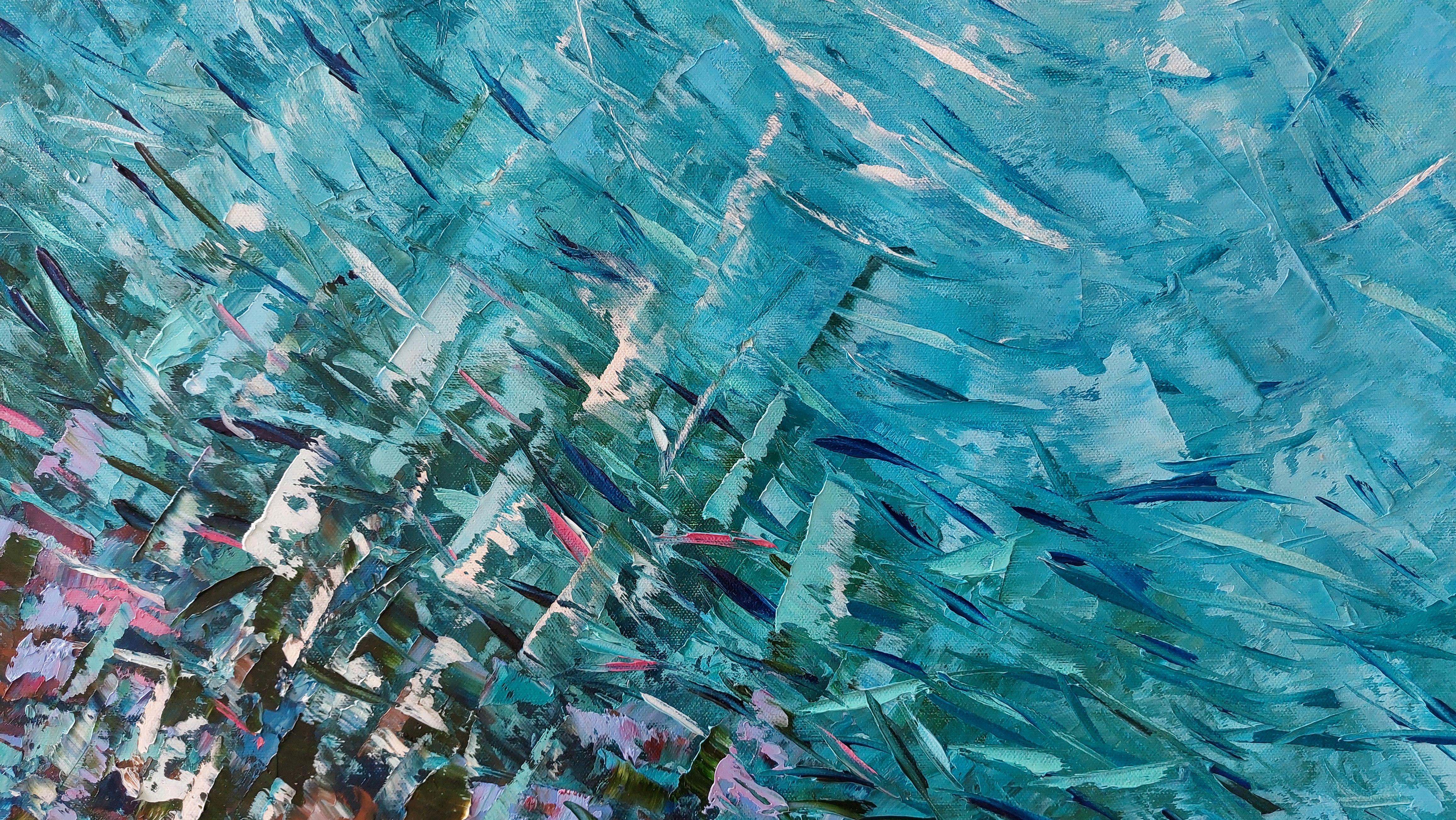 Abstract Underwater Painting Fish and Coral Reef For Sale 8