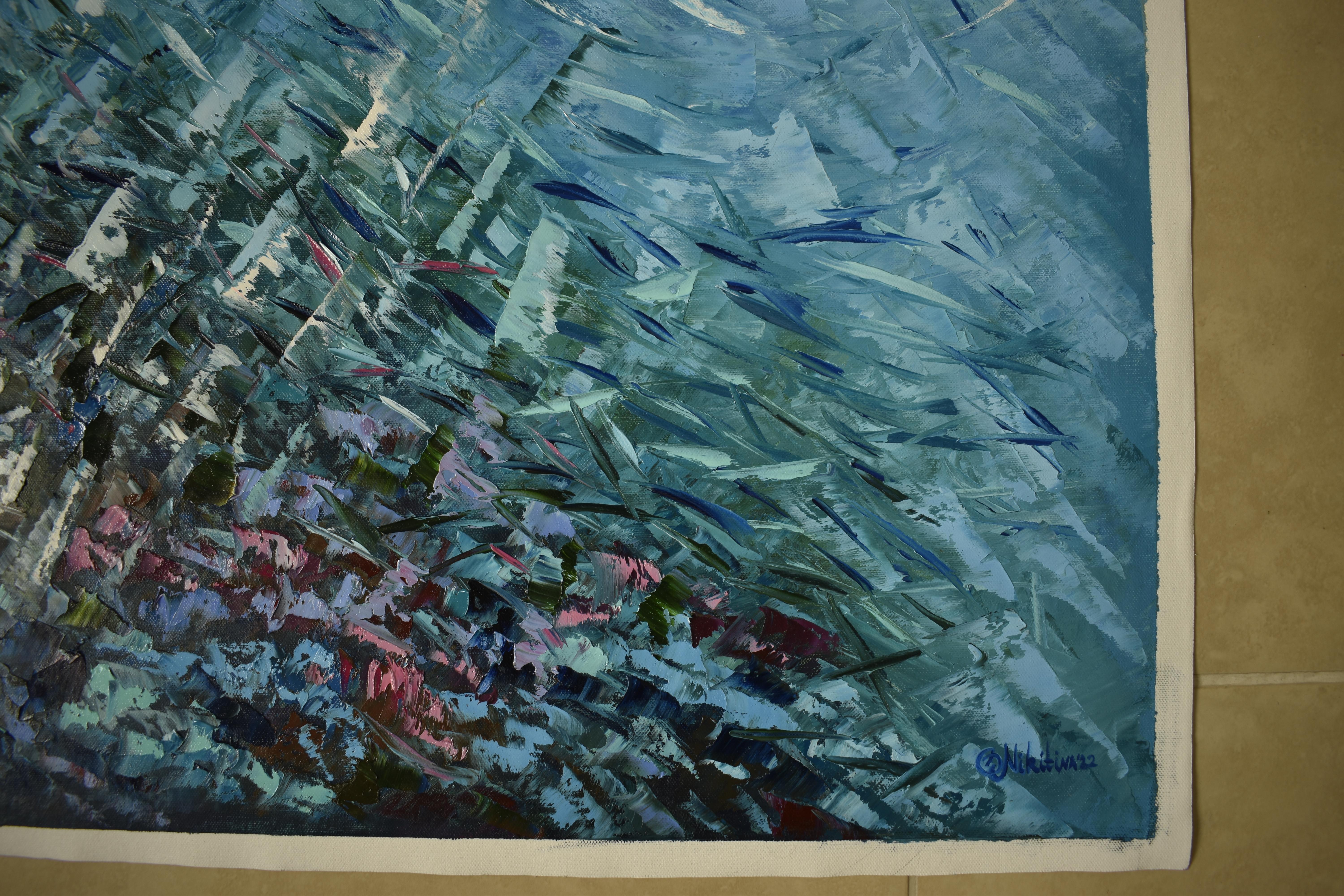 Abstract Underwater Painting Fish and Coral Reef For Sale 2