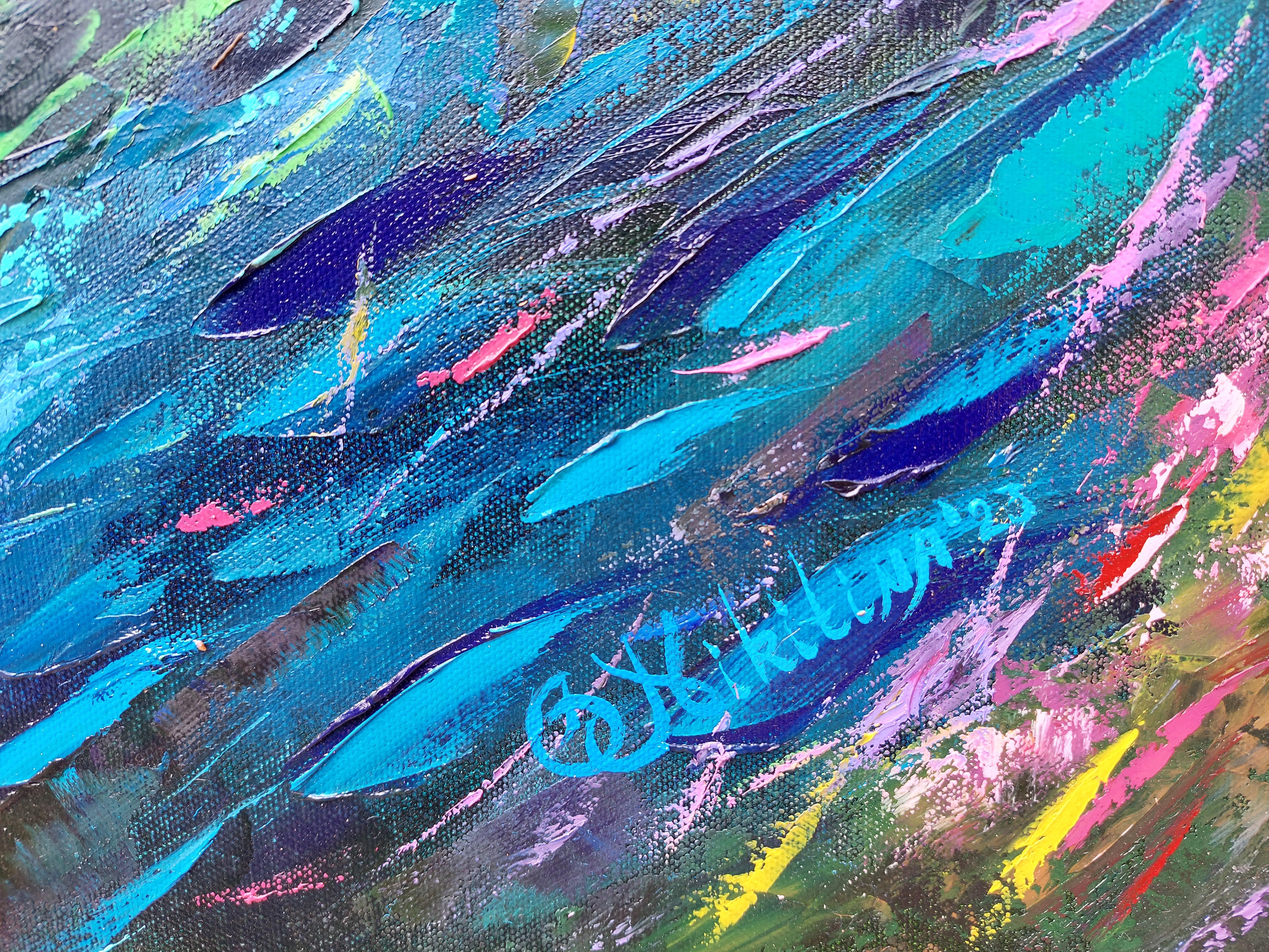Emerald Coral Reef Painting Underwater Art Palette Knife Original Oil Painting en vente 6