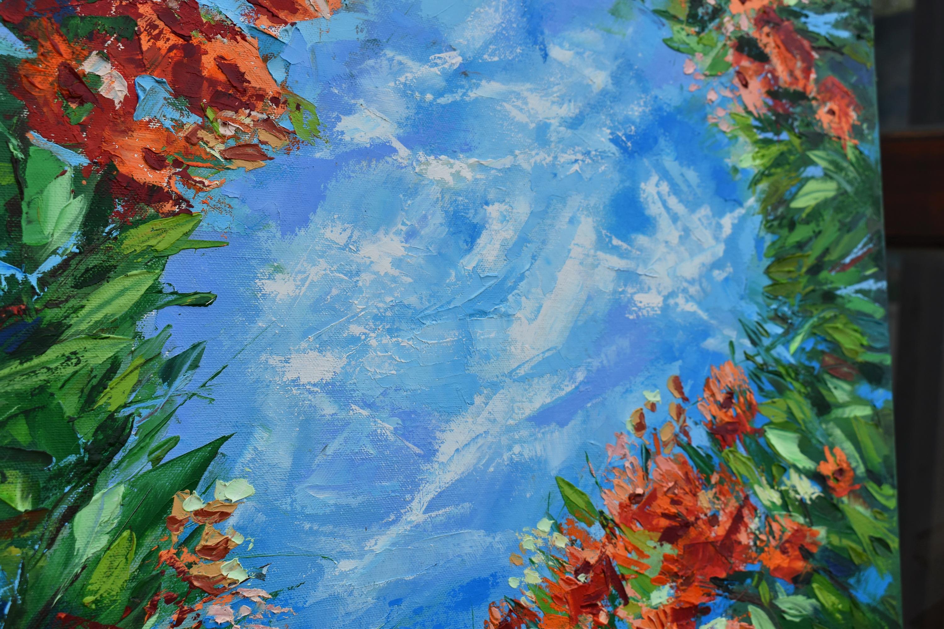 Spring Blossom Painting Flowers Original Art Impasto Oil Painting Palette Knife For Sale 2