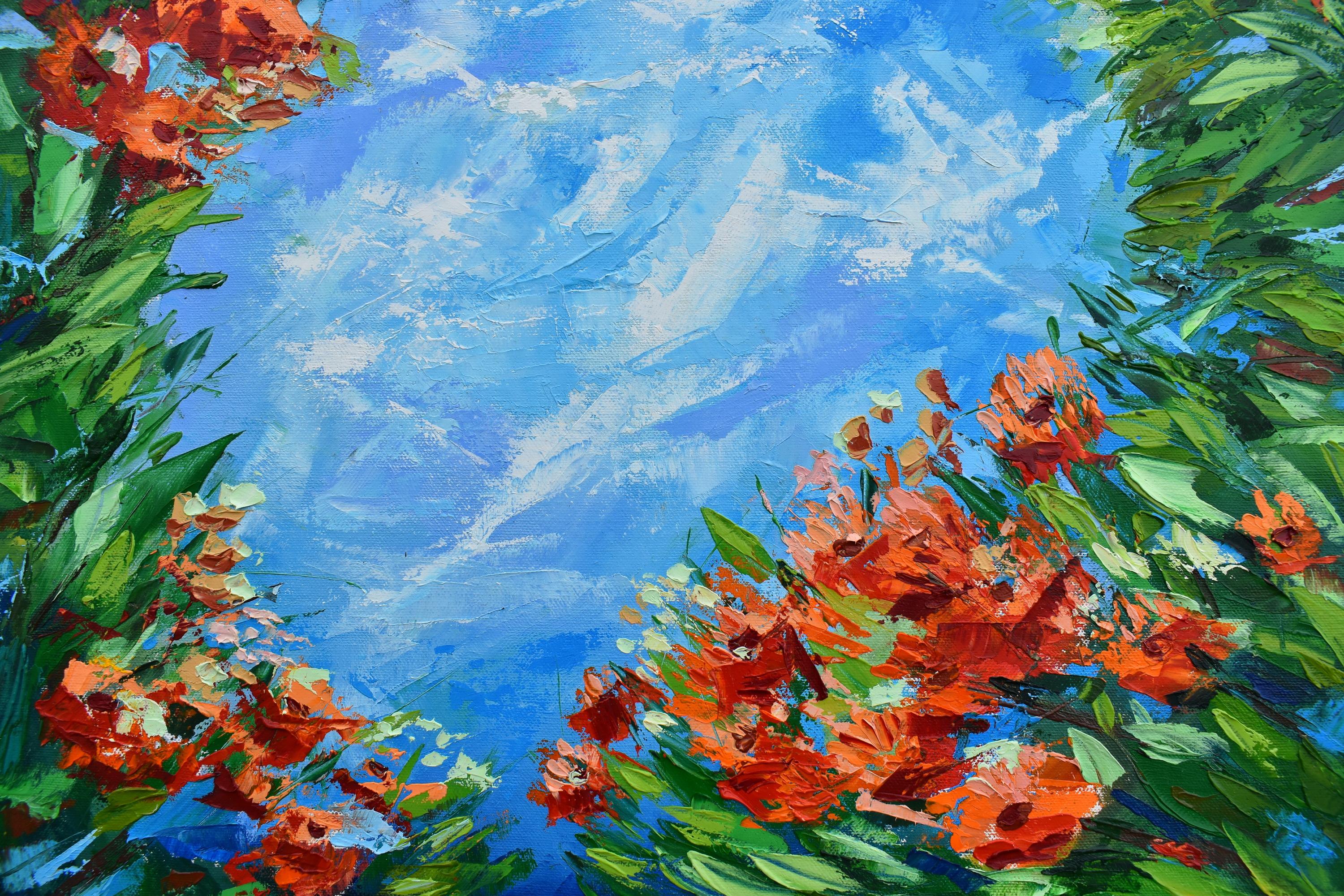 Spring Blossom Painting Flowers Original Art Impasto Oil Painting Palette Knife For Sale 3