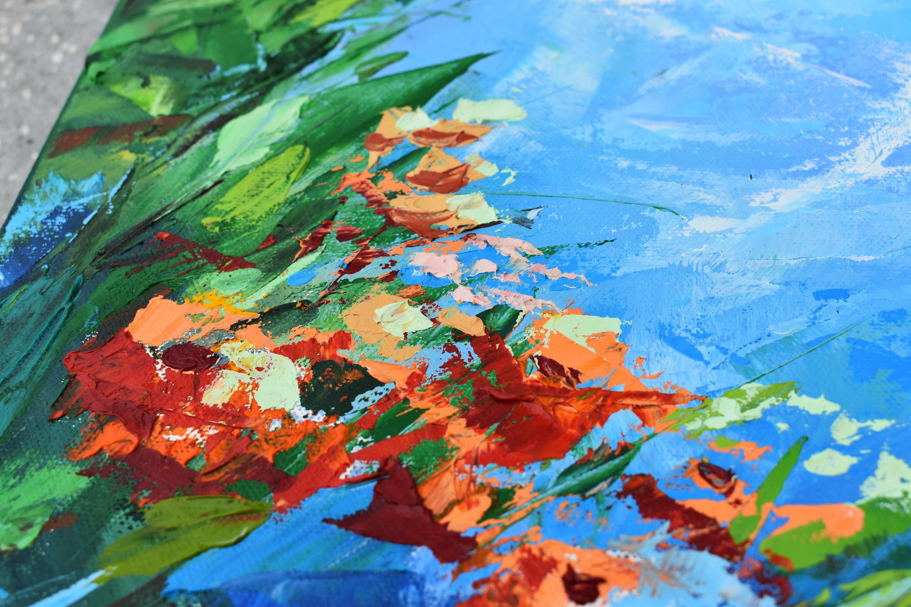 Spring Blossom Painting Flowers Original Art Impasto Oil Painting Palette Knife For Sale 6