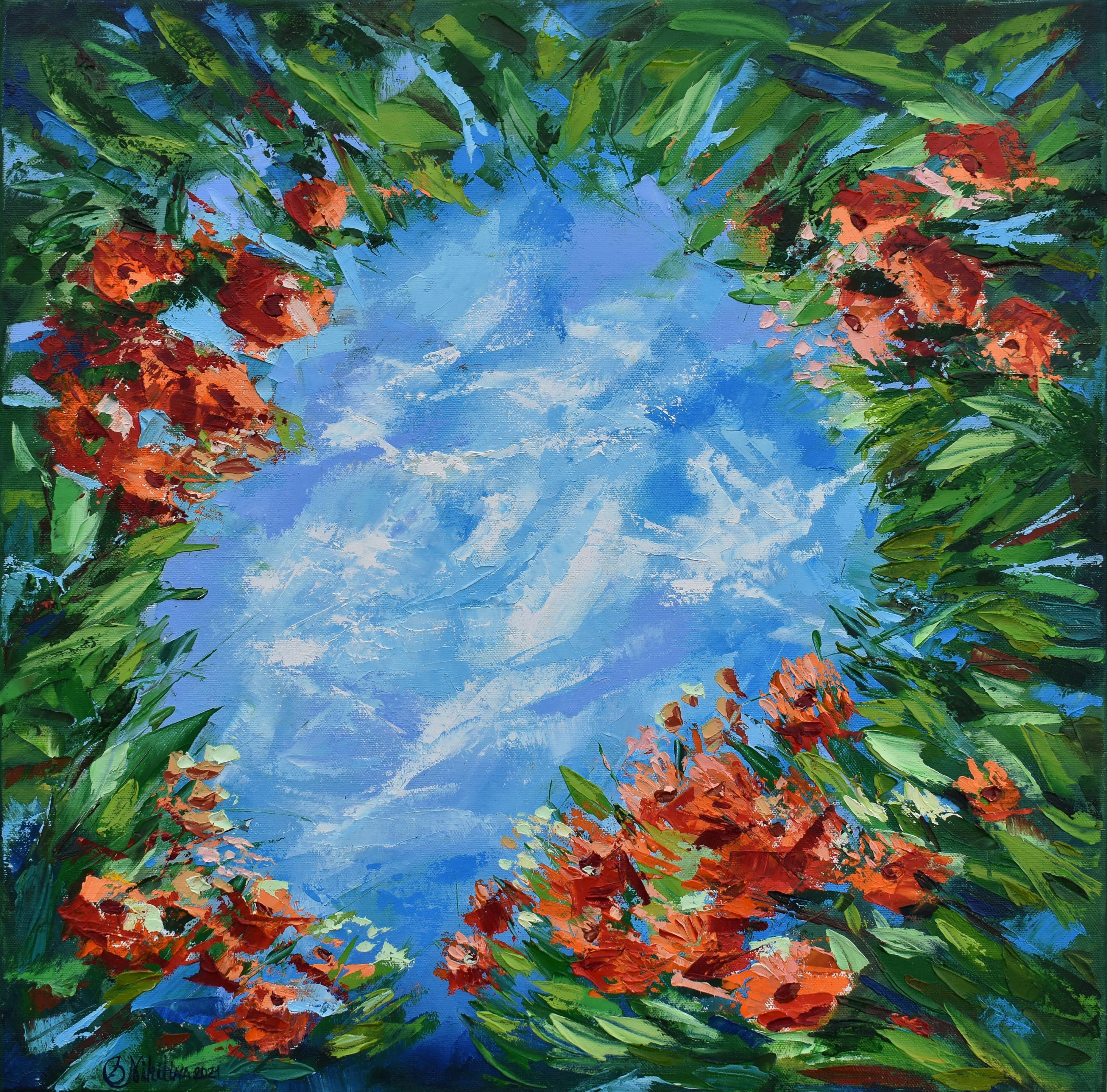 Pintura Flor de Primavera Flores Arte Original Impasto Pintura al Óleo Cuchillo de Paleta