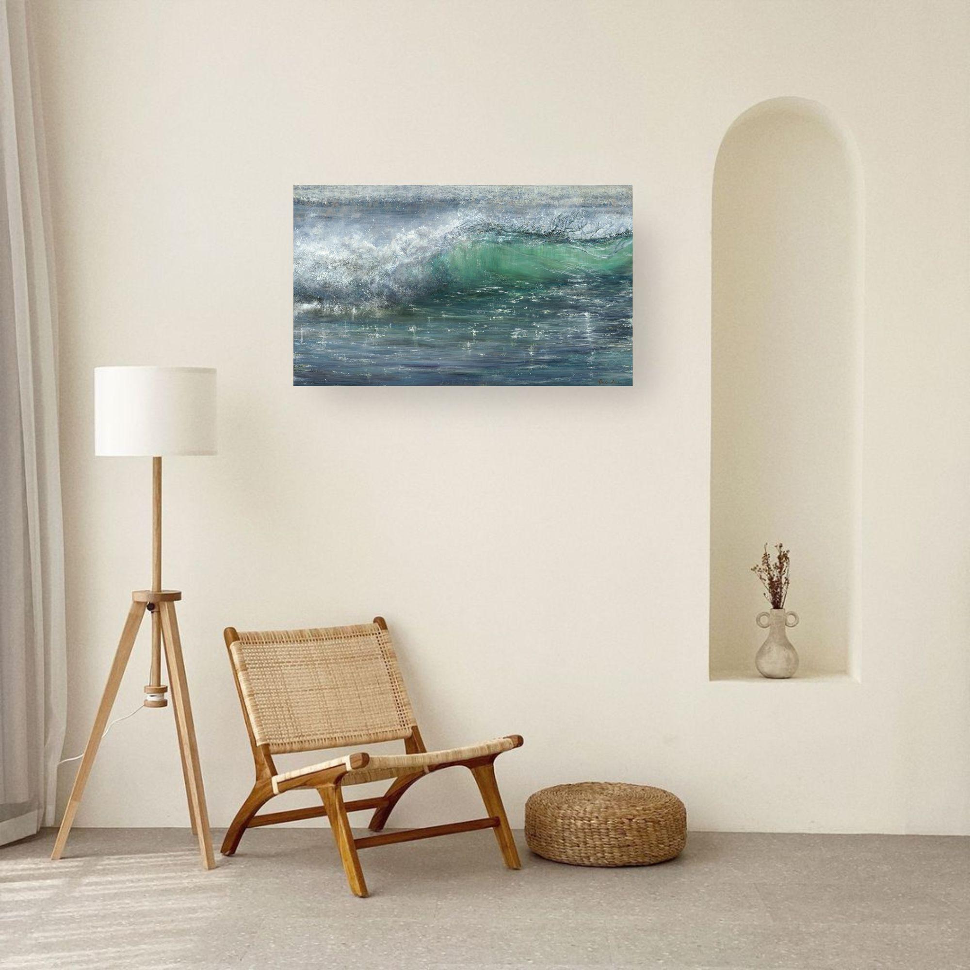 Brilliance-original modern Ocean-seascape oil painting-Contemporary Art - Painting by Nikki Baxendale
