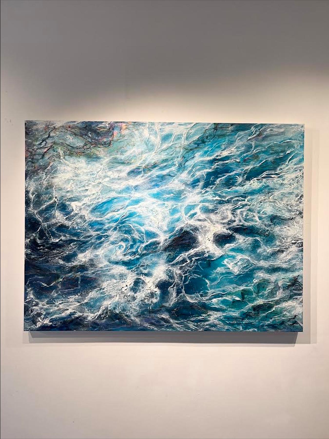 Kelp Web II-originale moderne abstrakte Ozean-Landschaftsmalerei-zeitgenössische Kunst (Blau), Landscape Painting, von Nikki Baxendale