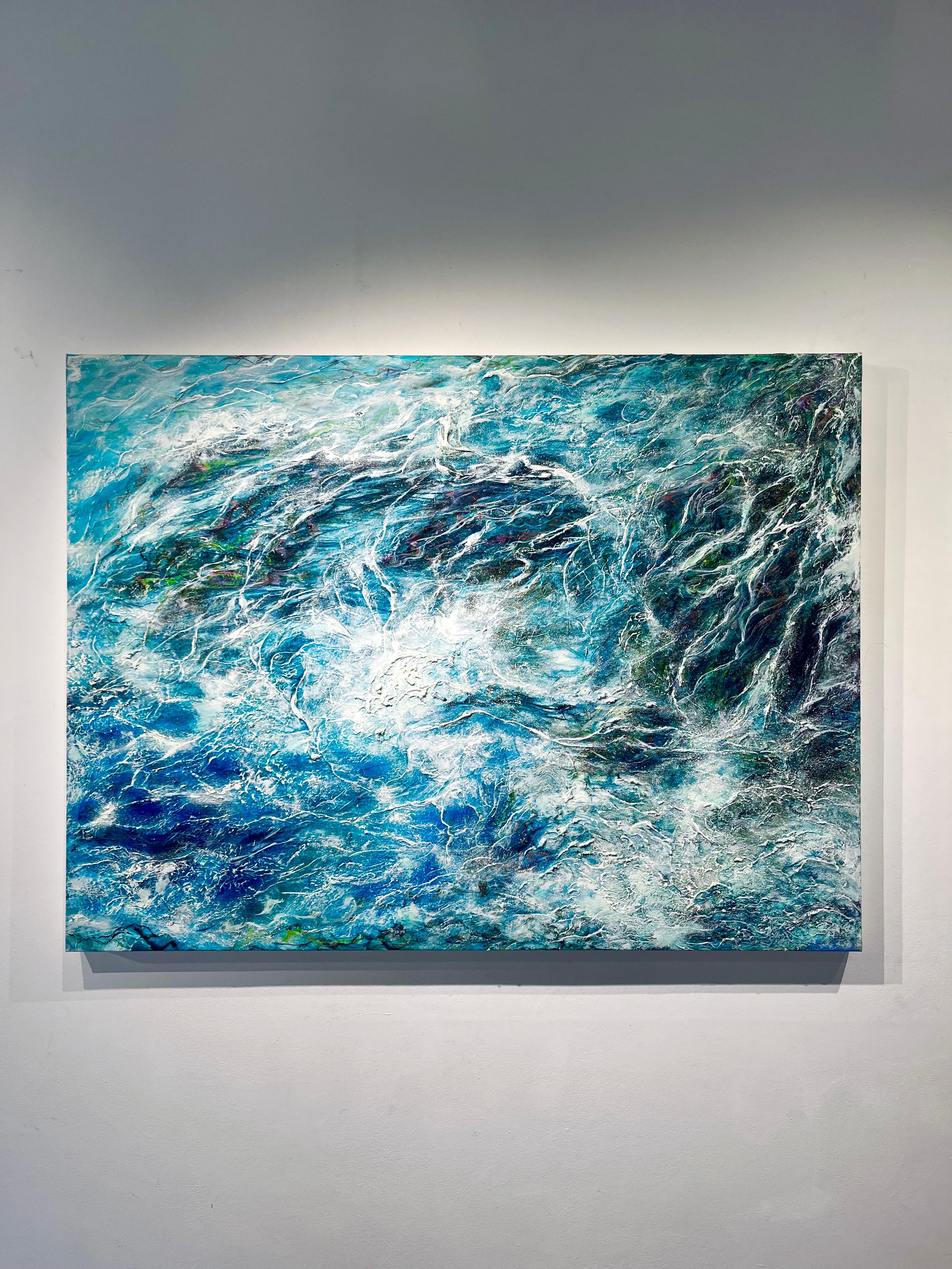 Kelp Web-originale moderne abstrakte Meereslandschaft-Ozean-Ölgemälde-zeitgenössische Kunst (Realismus), Painting, von Nikki Baxendale