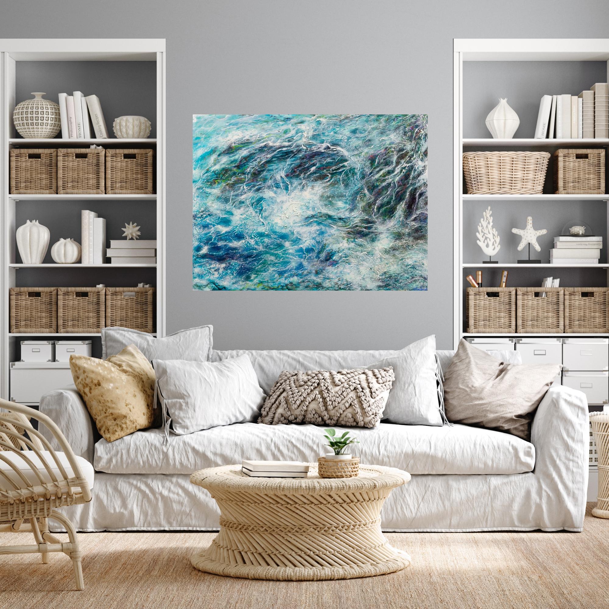 Kelp Web-original modern abstract seascape-ocean oil painting-contemporary art For Sale 1