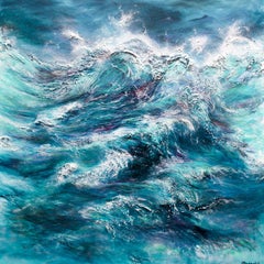 Aguas salvajes-Pintura al óleo original de paisaje marino del impresionismo moderno-Arte contemporáneo