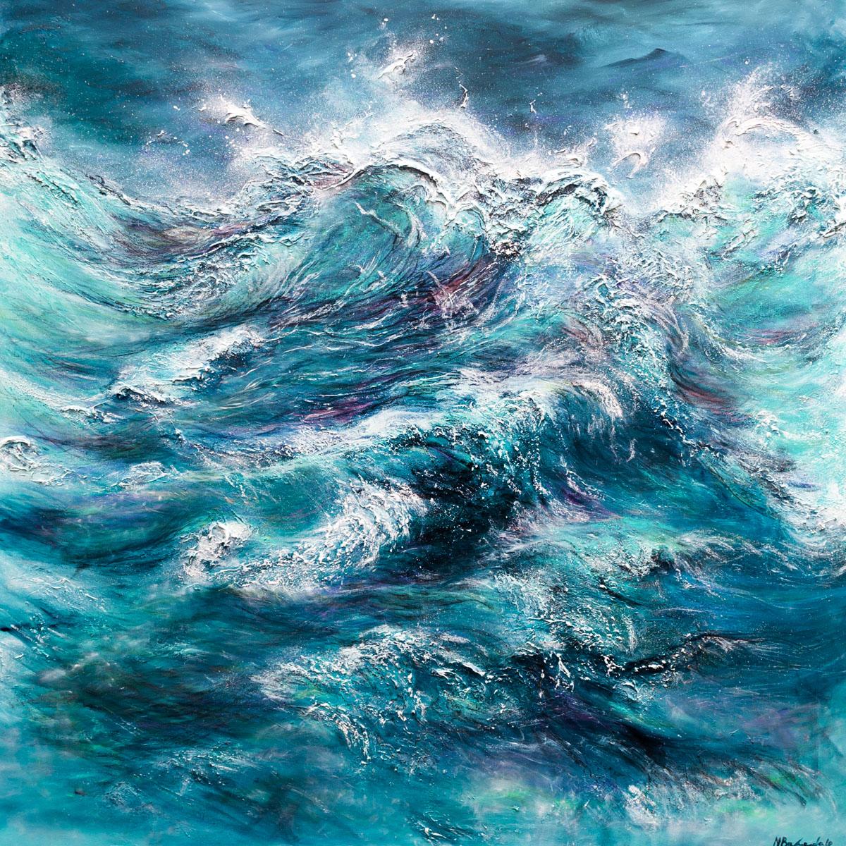 Wild Waters-original modern impressionsm seascape oil painting-contemporary Art