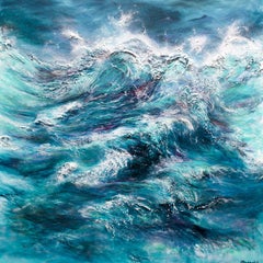 Wild Waters-original modern impressionsm seascape oil painting-contemporary Art