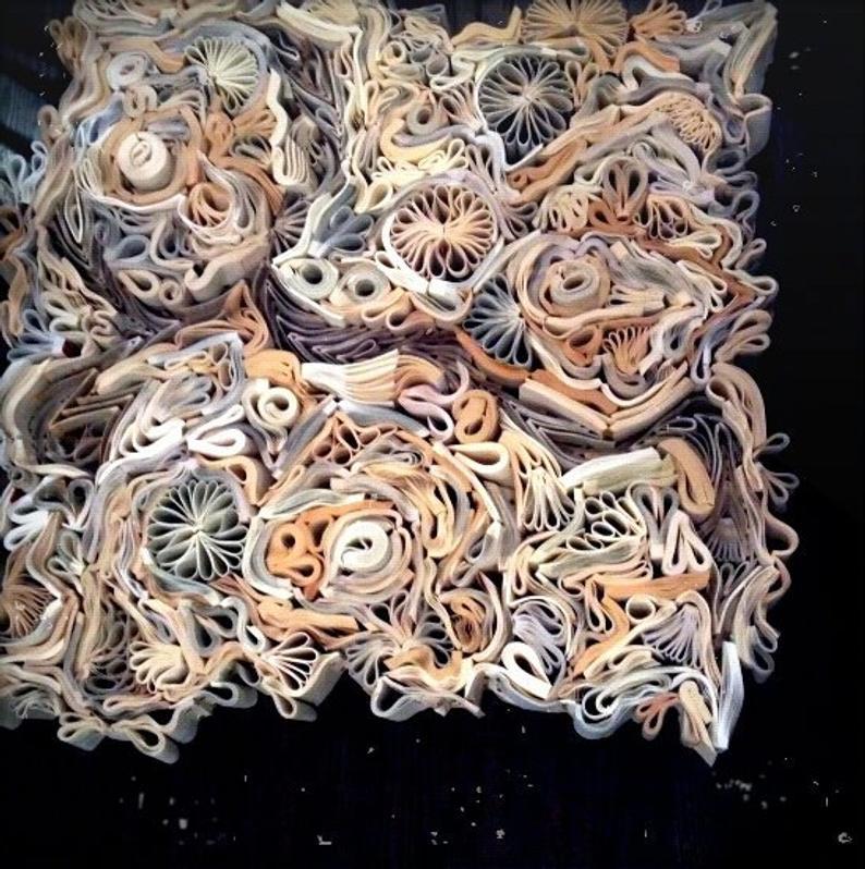 Salvaged Book Abstract Wall Sculpture, Contemporary Installation Made to Order For Sale 2
