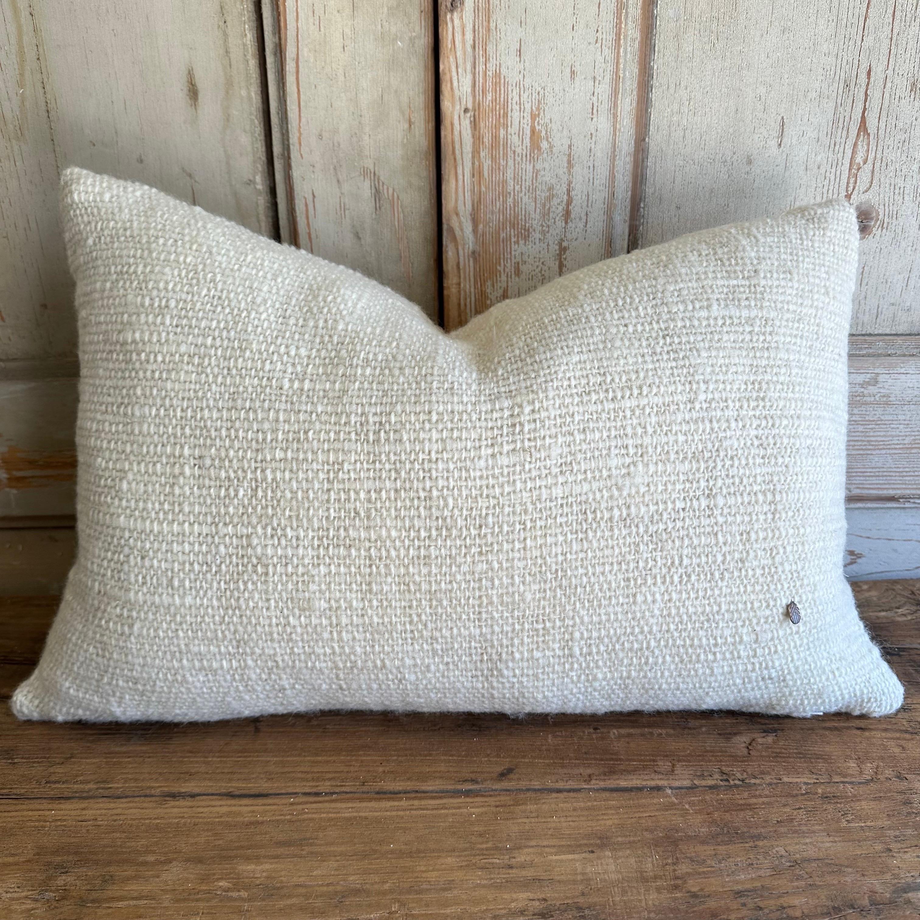Nikko Hand Made Wool Pillow with Zig Zag Stitching In New Condition For Sale In Brea, CA