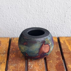 Nikko Raku Pottery Vase, Full Copper Matte, Handmade Ceramic Home Decor Gift