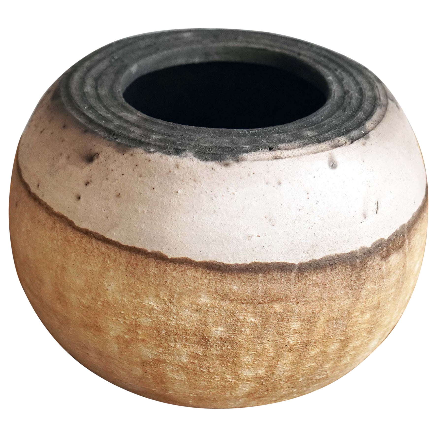 Vaso di ceramica Nikko Raku, Obvara, regalo di arredamento fatto a mano in ceramica