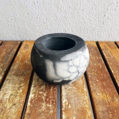 Nikko Raku Pottery Vase, Smoked Raku, Handmade Ceramic Home Decor Gift