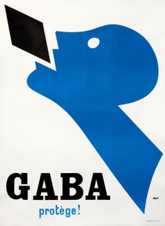 "Gaba Protege!" Original Vintage Modernist Poster