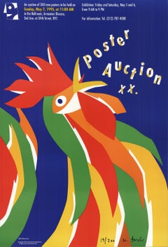 Lithographie offset multicolore vintage Niklaus Troxler « Poster Auction XX » (enchère aux enchères XX)