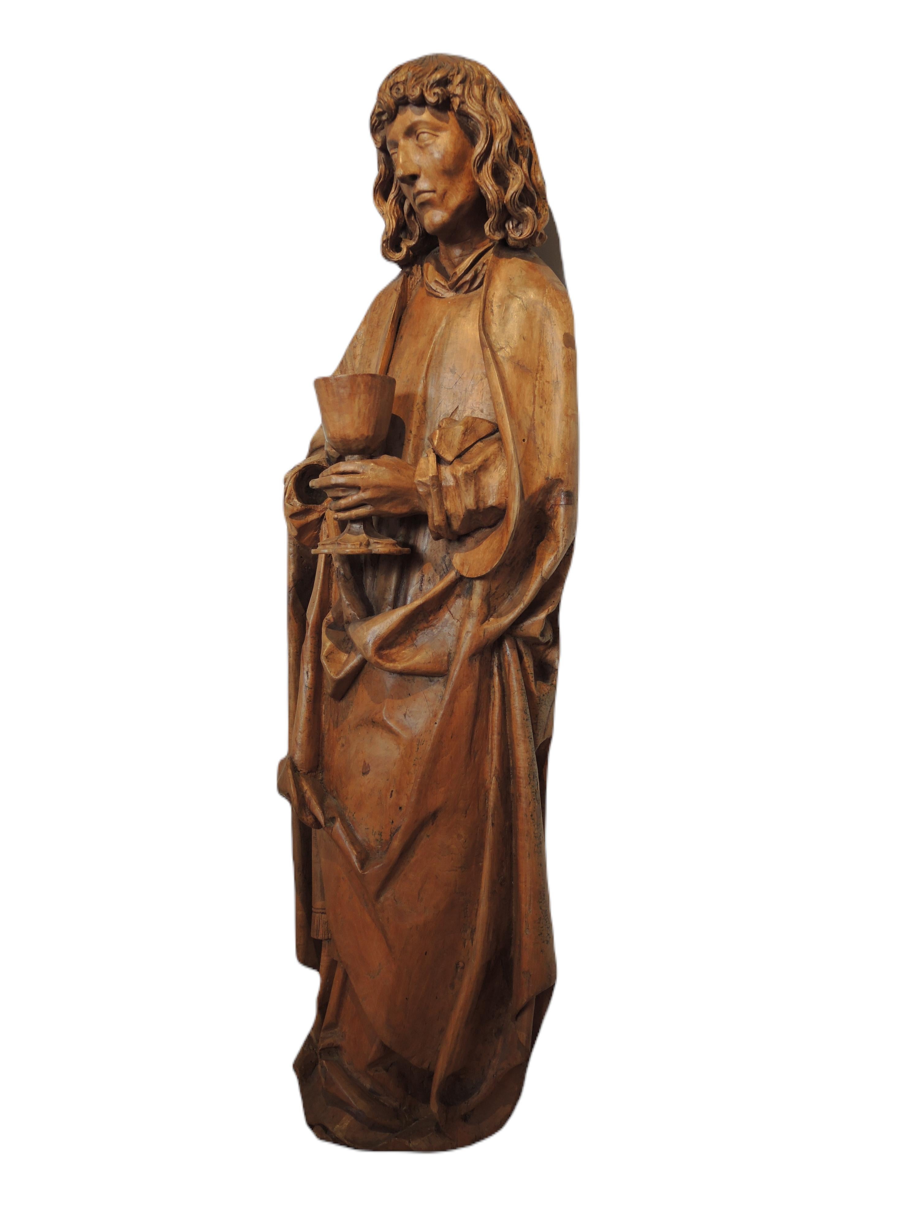 Niklaus Weckmann - Large Saint John in carved linden wood 1