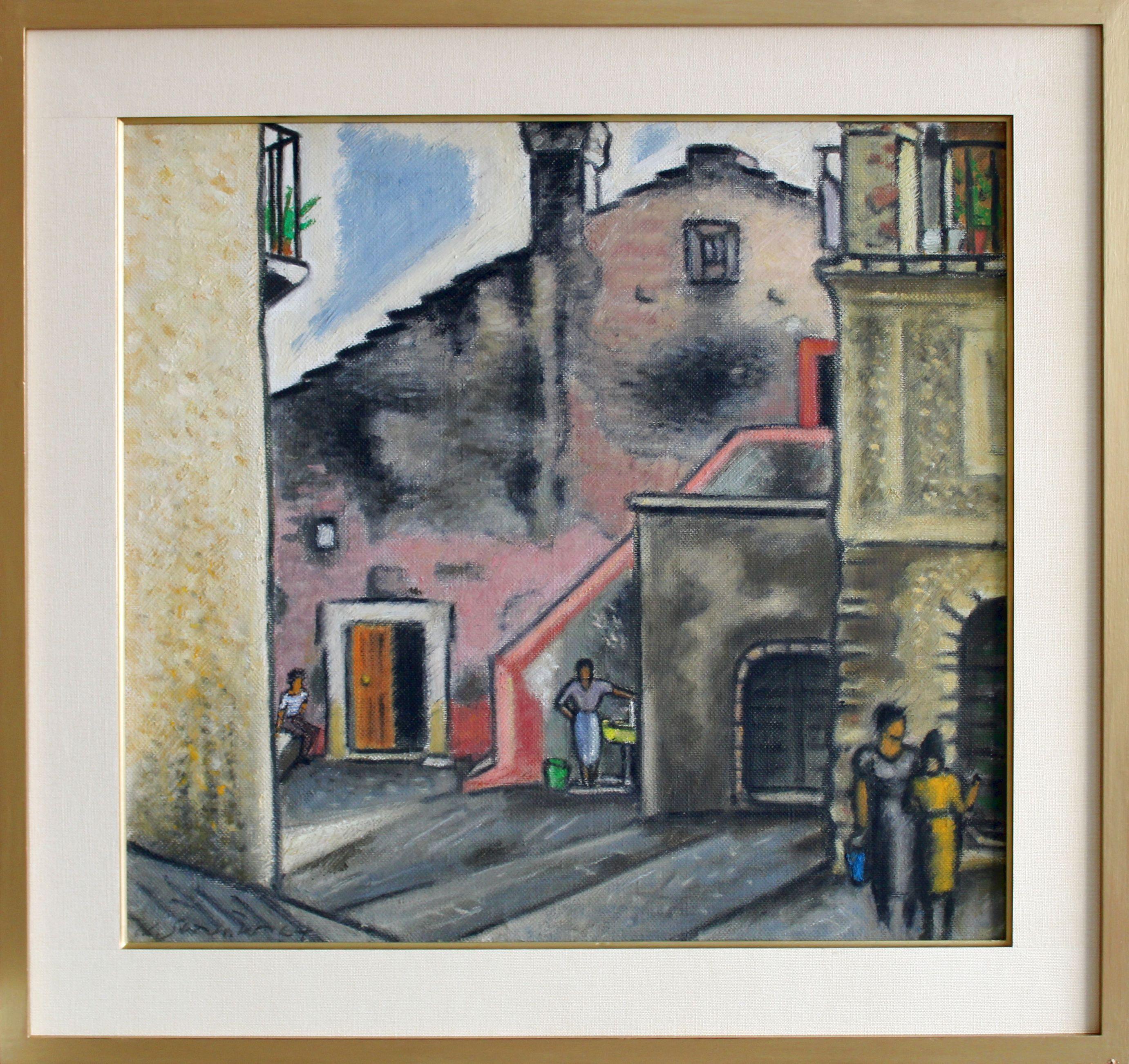 Una piccola strada in Italia. Tela, olio, 61x57 cm - Painting di Niklavs Strunke