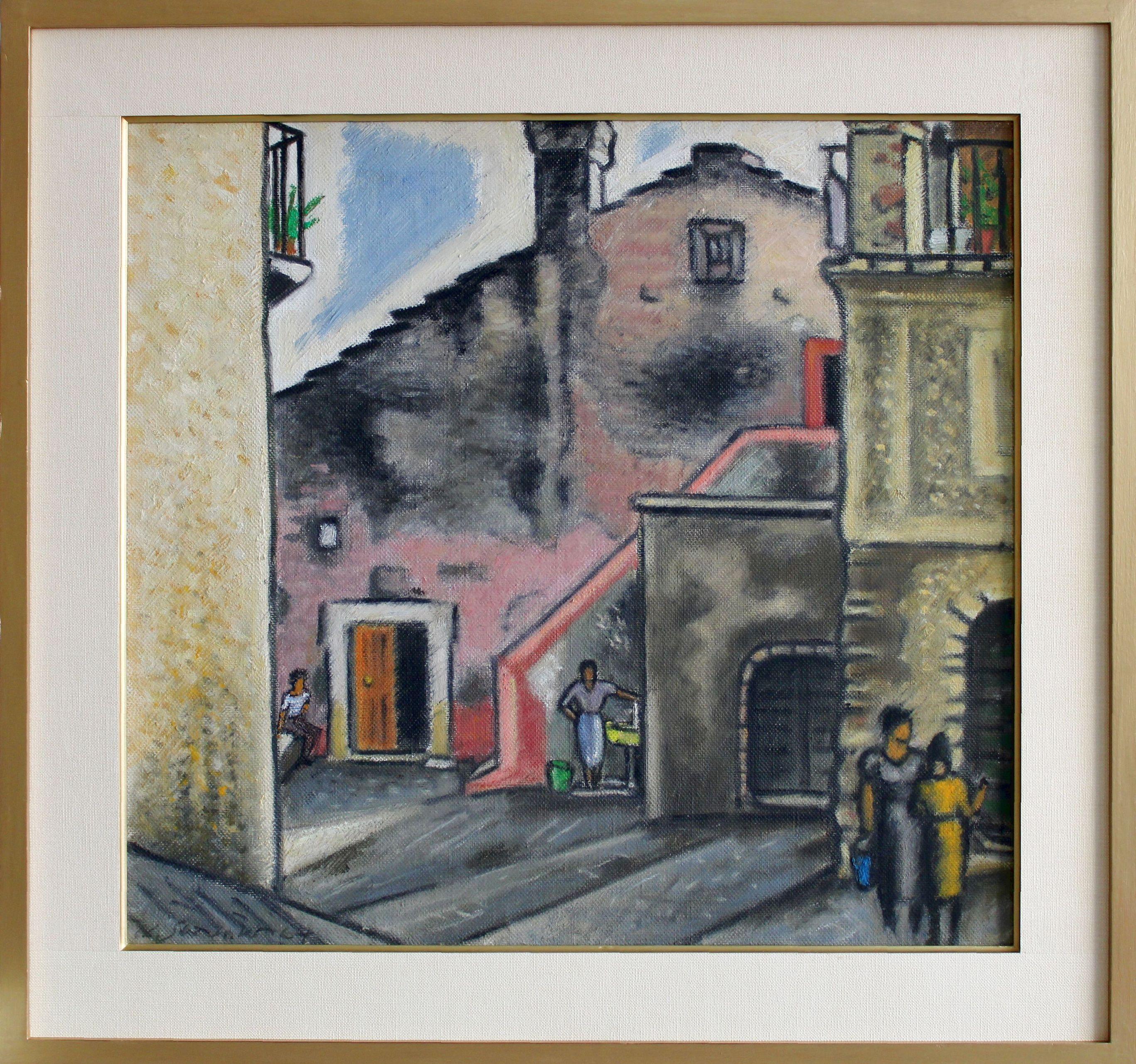 Una piccola strada in Italia. Tela/olio. 61x57 cm.
