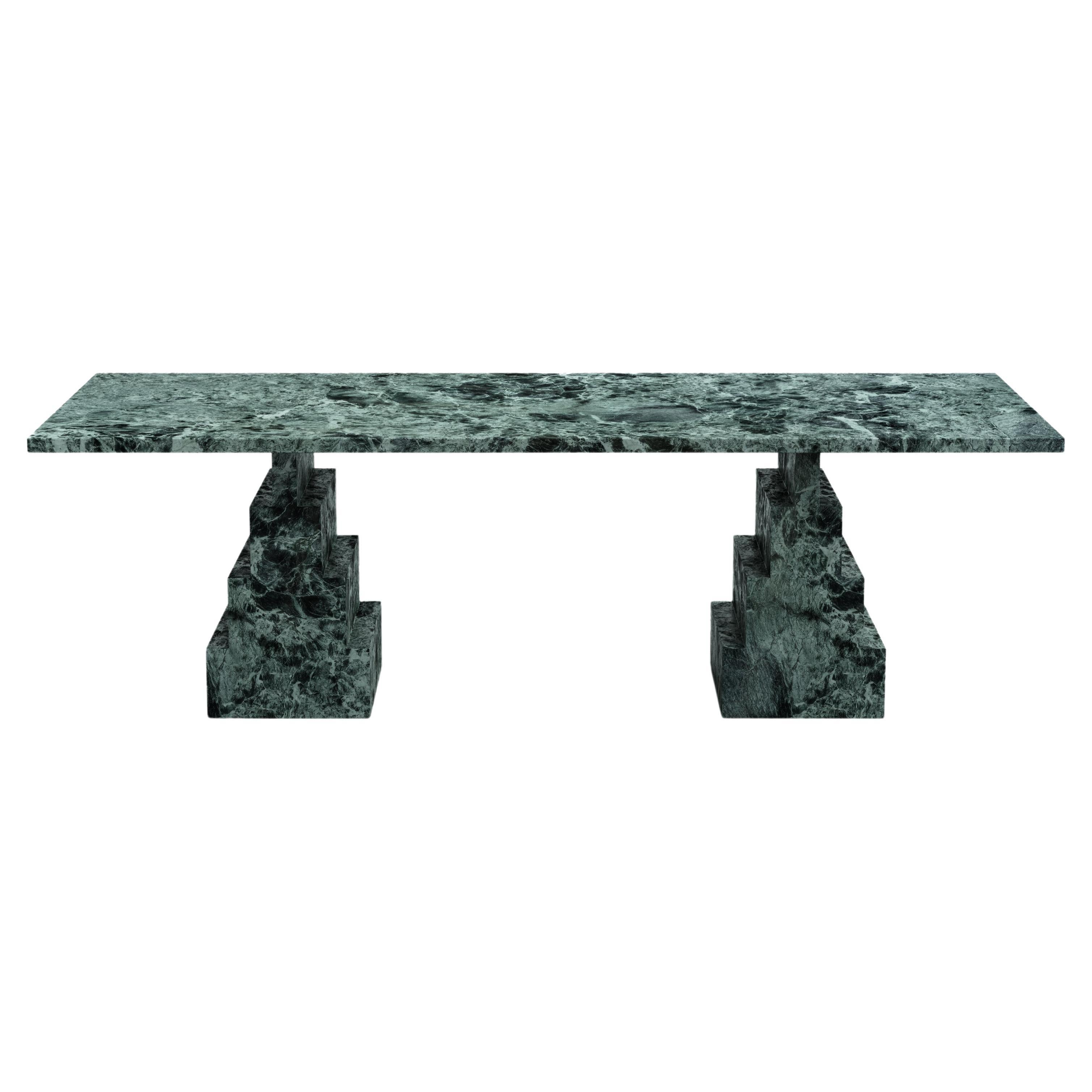 Table de salle à manger NORDST NIKO, marbre vert italien, design moderne danois, nouveau