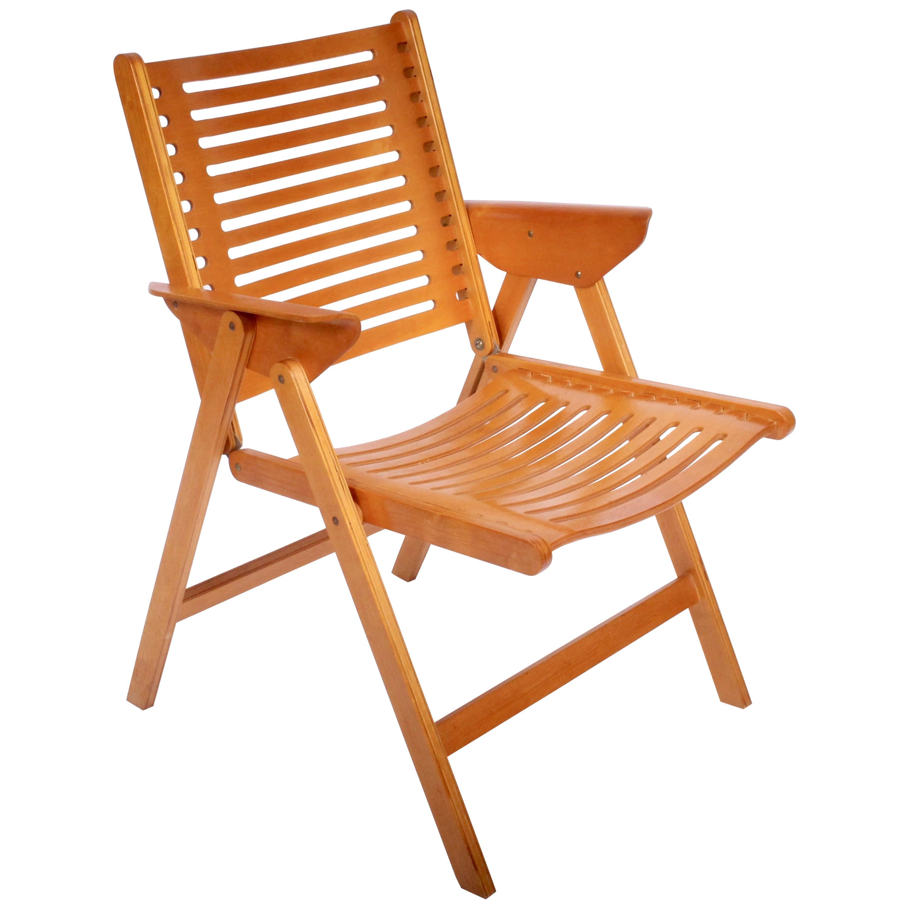 Nikos pour Rex Kralj "REX" Fauteuil ergonomique pliant en hêtre et bentwood, années 1950